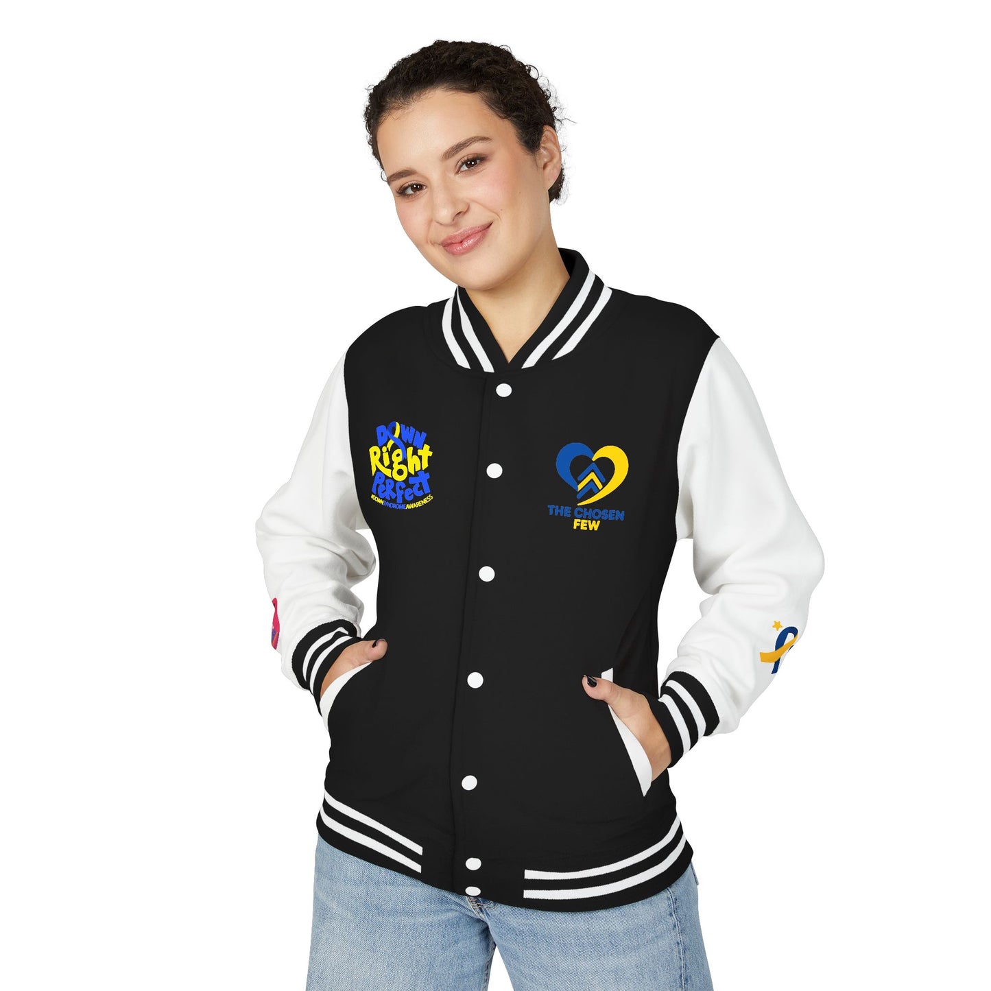 Down Syndrome Awareness - "Love Doesn't Count Chromosomes" - Unisex Heavyweight Letterman Jacket (Various Colors!)
