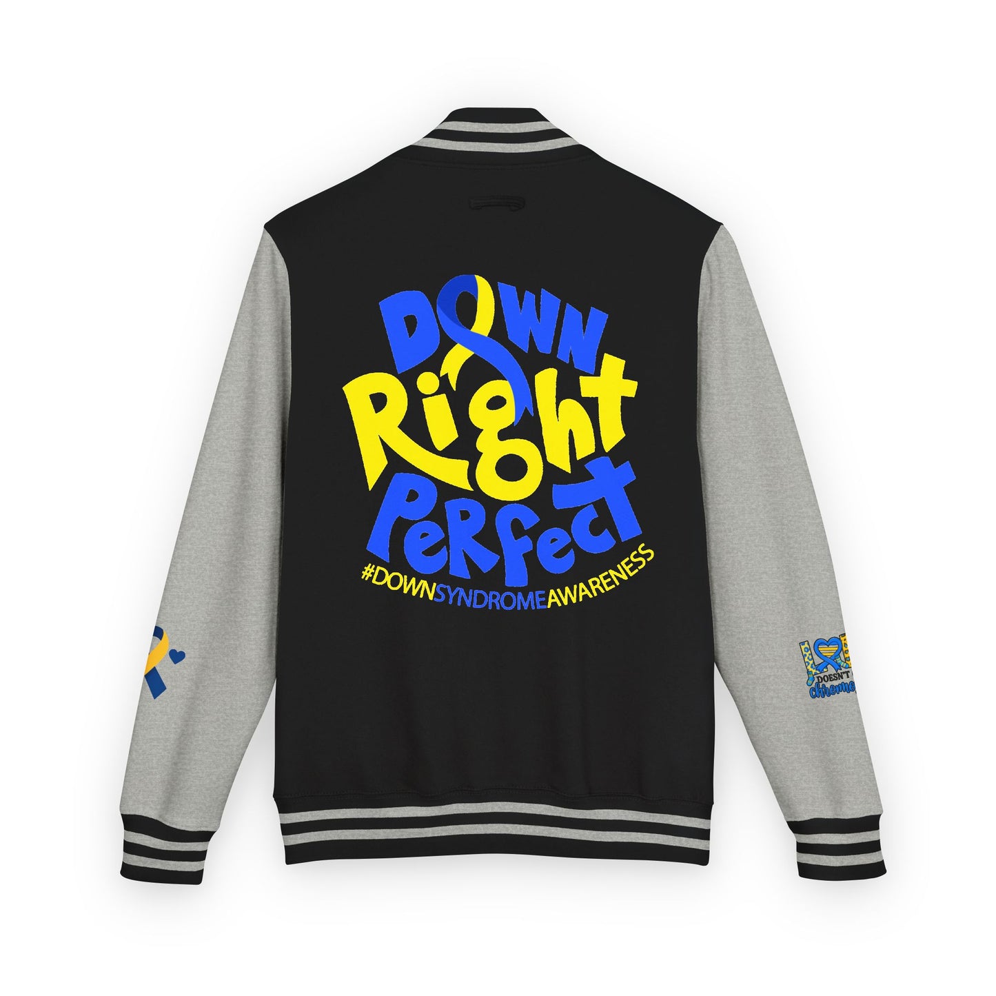 Down Syndrome Awareness - "Down Right Perfect!" - Unisex Heavyweight Letterman Jacket (Various Colors!)