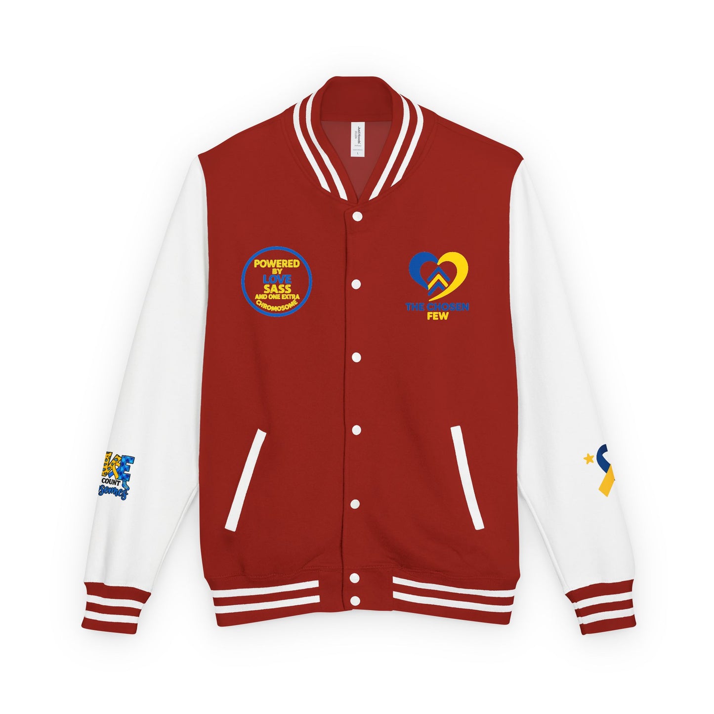 Down Syndrome Awareness - "Down Right Perfect!" - Unisex Heavyweight Letterman Jacket (Various Colors!)