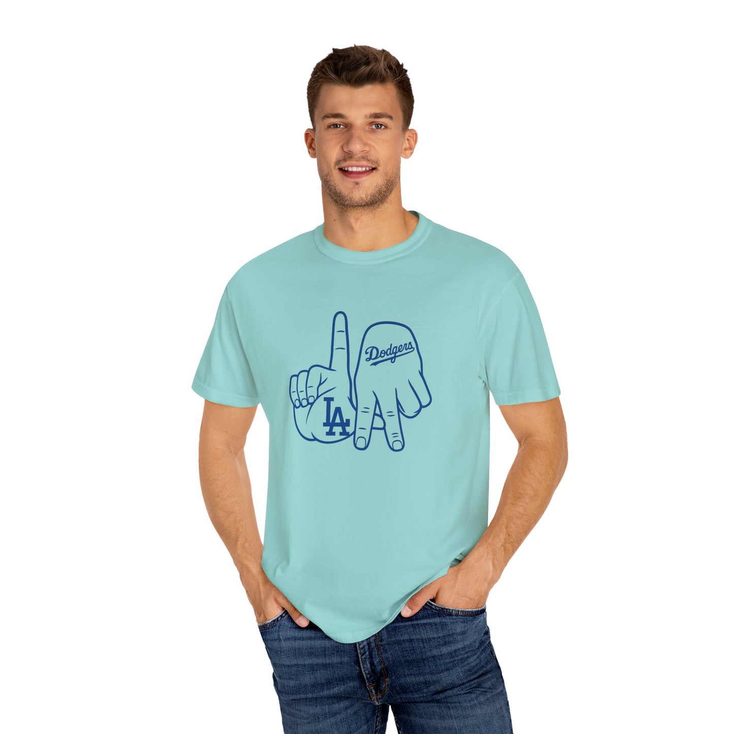 Dodgers Twisted Fingers Unisex Garment-Dyed Graphic T-Shirt - Perfect for Game Days & Casual Wear