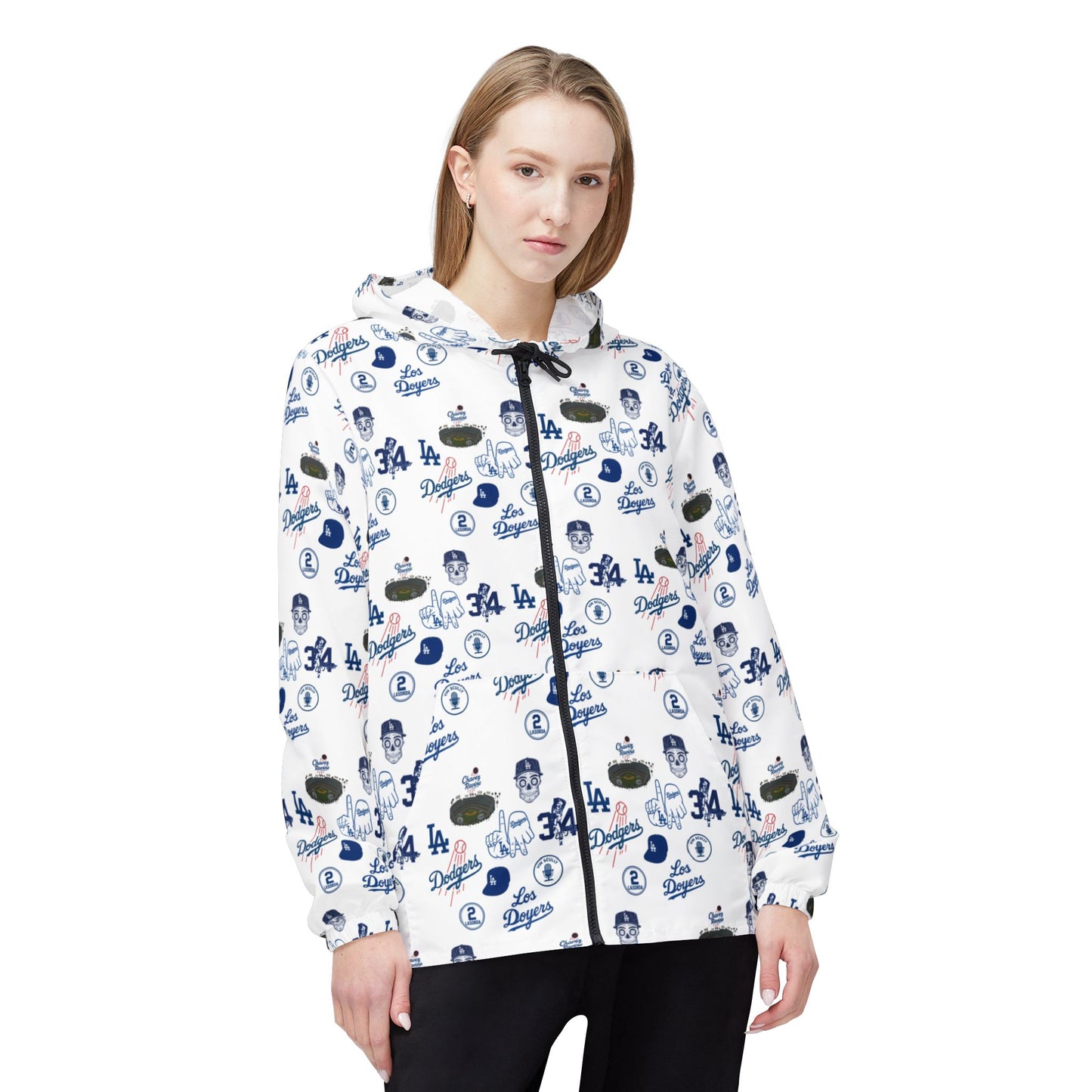 Los Angeles Dodgers "Lots of Logos" Windbreaker Jacket - Original Design - Perfect for Game Days & Outdoor Adventures