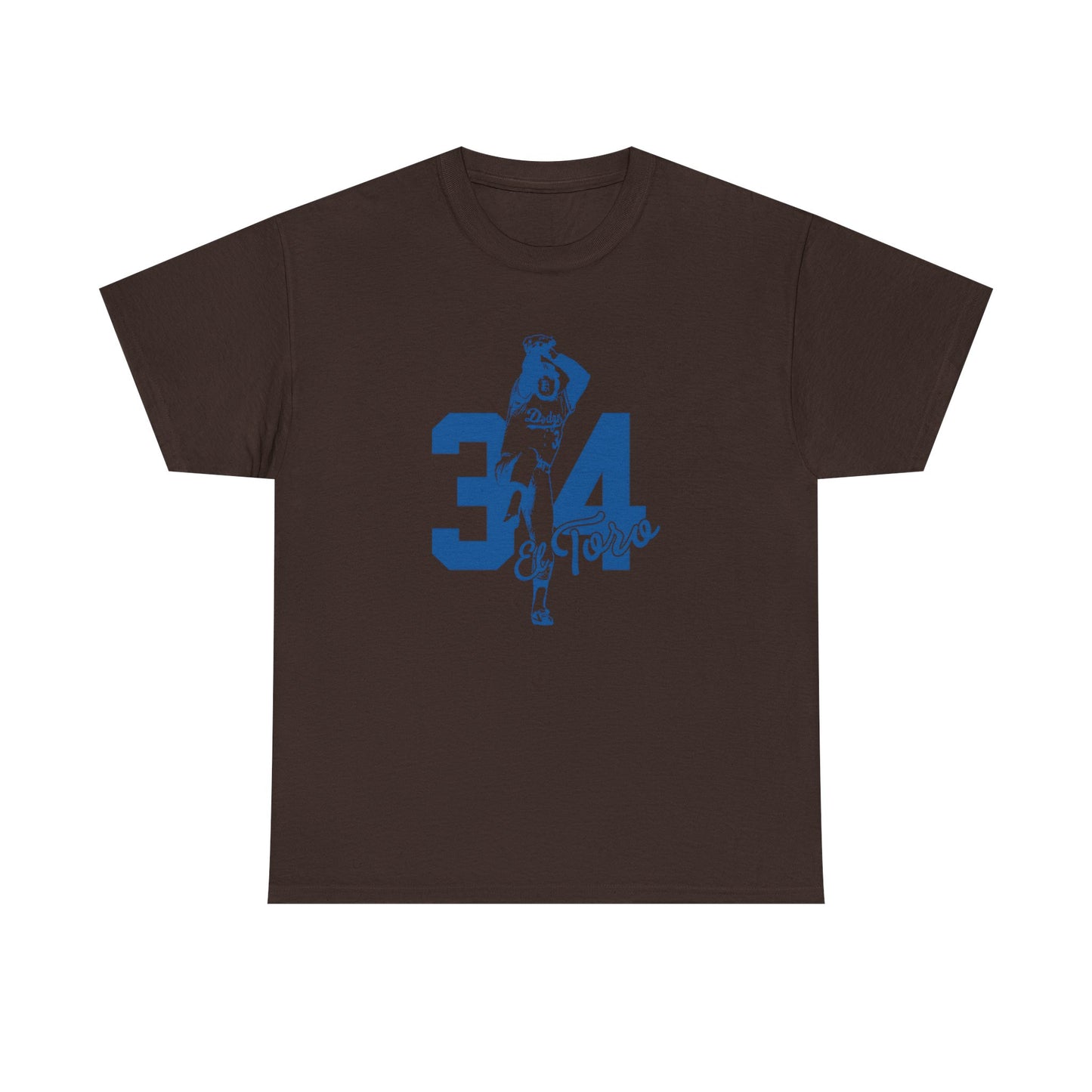 Unisex Fernando Valenzuela Heavy Cotton Tee - El Toro 34 Baseball Graphic Tee - Dodgers