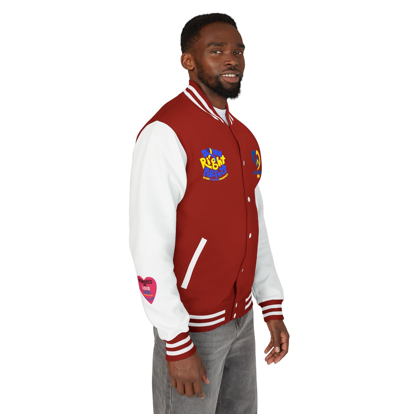 Down Syndrome Awareness - "Love Doesn't Count Chromosomes" - Unisex Heavyweight Letterman Jacket (Various Colors!)