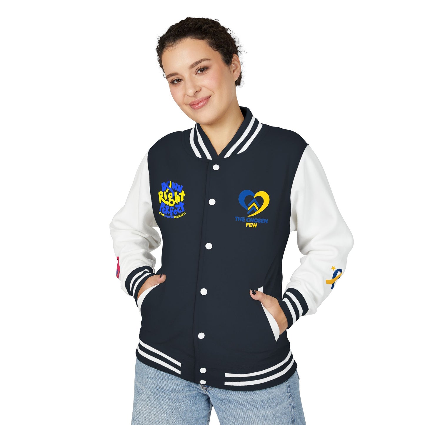 Down Syndrome Awareness - "Love Doesn't Count Chromosomes" - Unisex Heavyweight Letterman Jacket (Various Colors!)