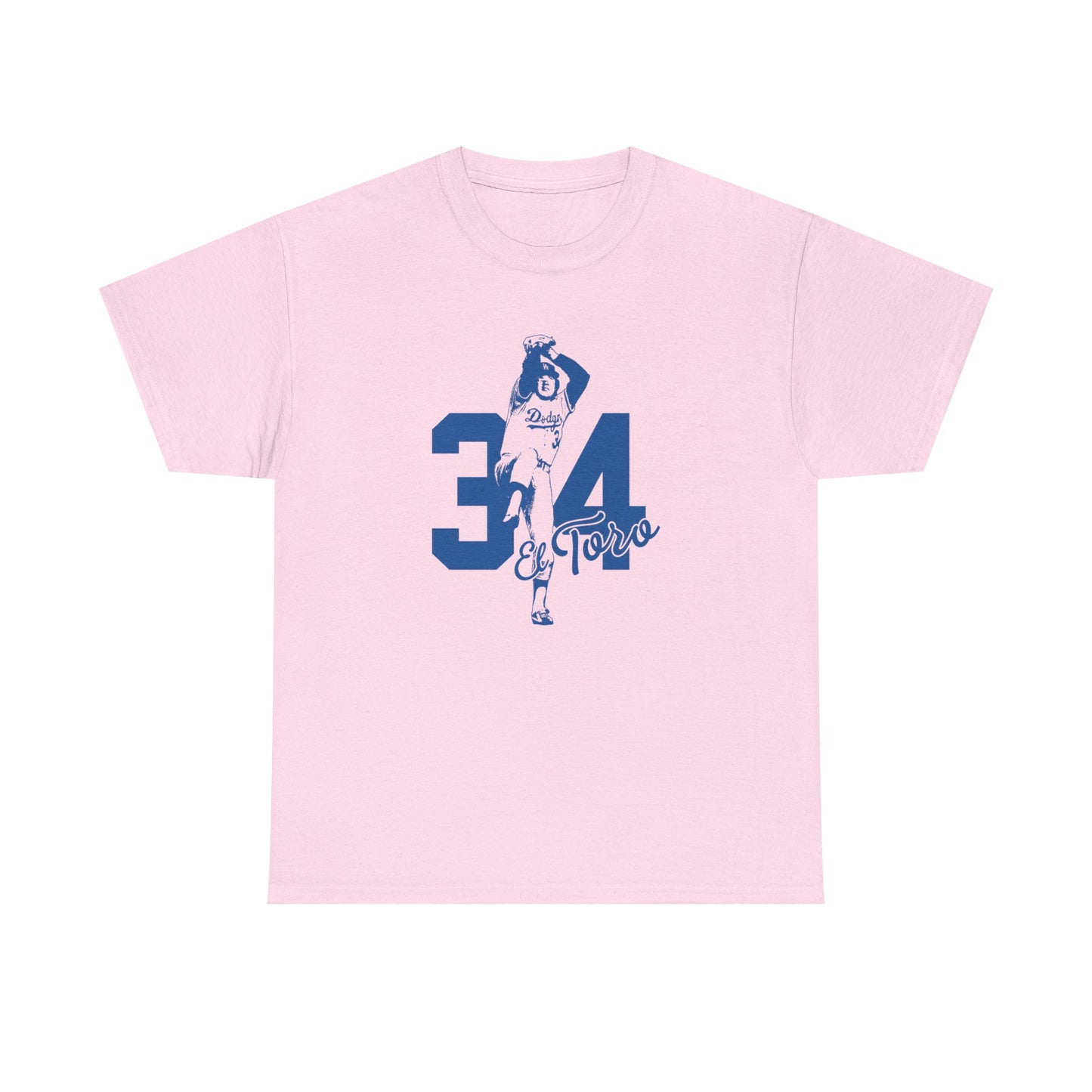 Unisex Fernando Valenzuela Heavy Cotton Tee - El Toro 34 Baseball Graphic Tee - Dodgers
