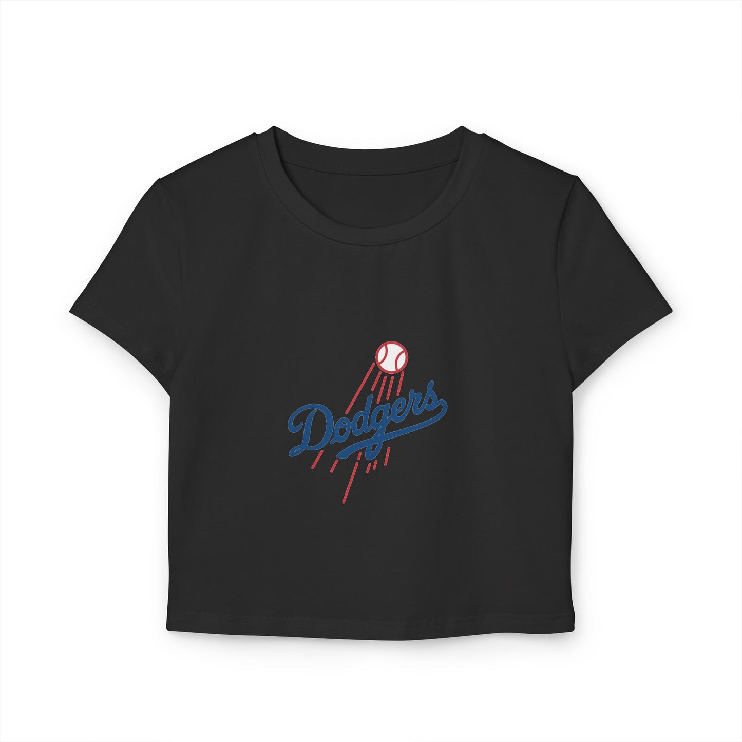 Women's Dodgers Graphic Belly Tee - Casual Baseball Style for Trendy Fans