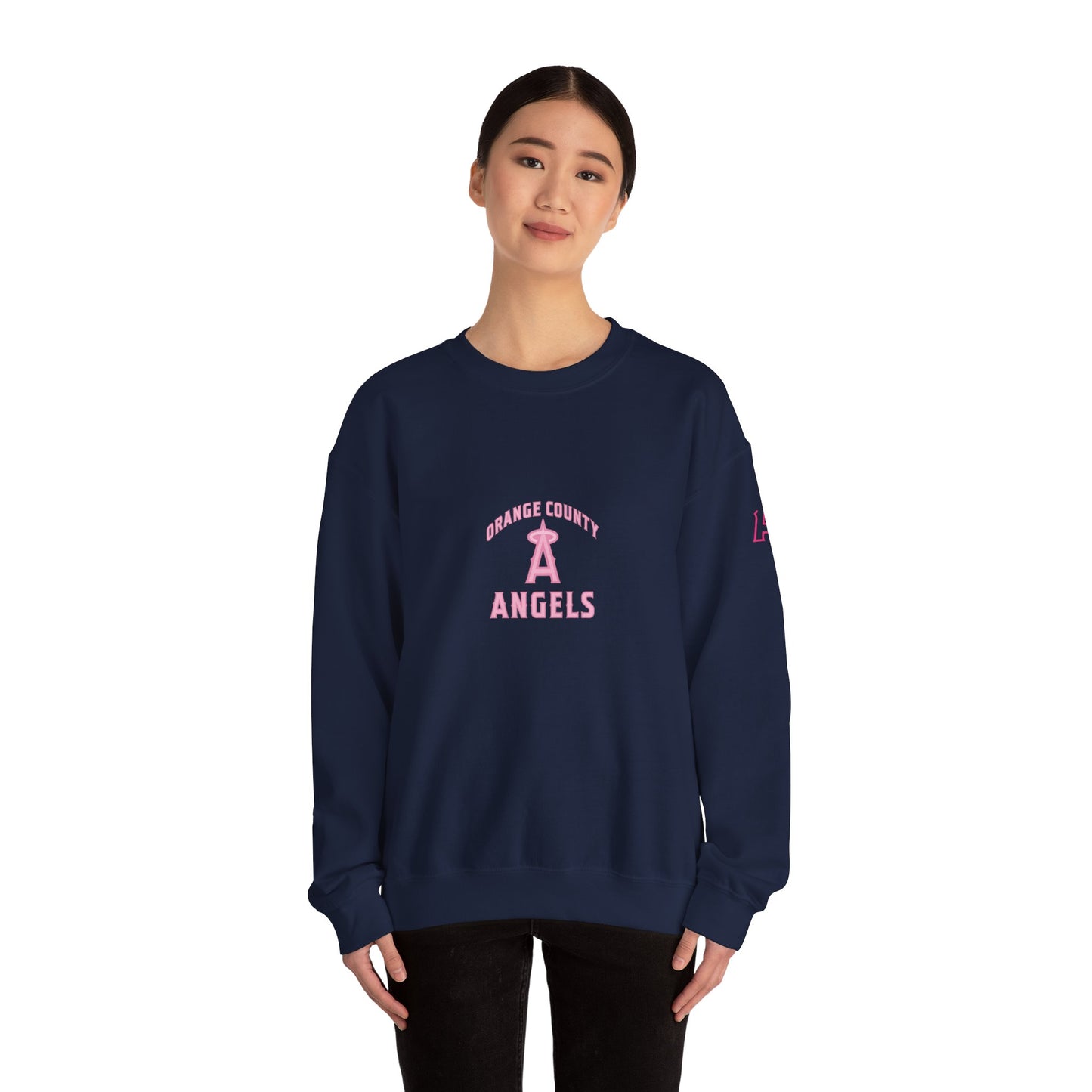 Pink Logo Orange County Angels Unisex Heavy Blend™ Crewneck Sweatshirt - Original Design
