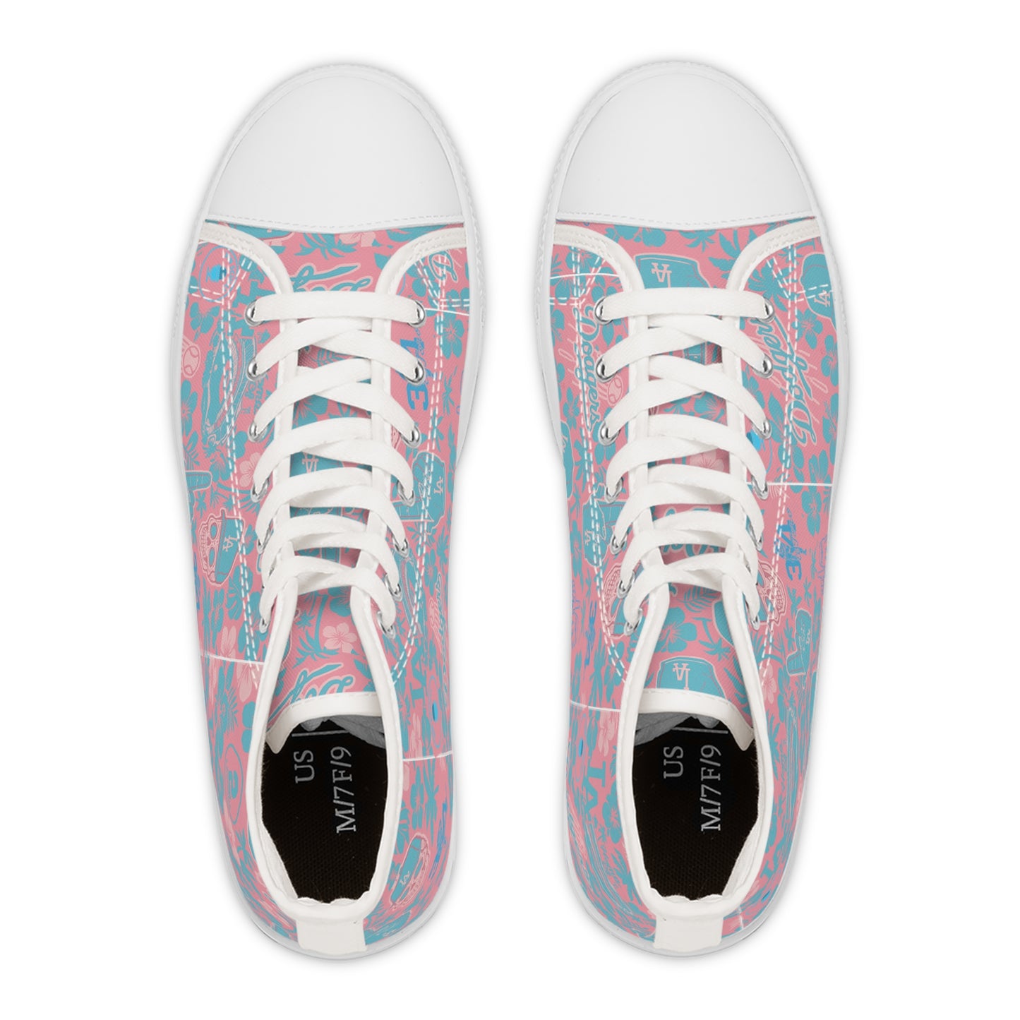Dodgers Aloha Pink Pattern- Women's High Top Sneakers - Original Design