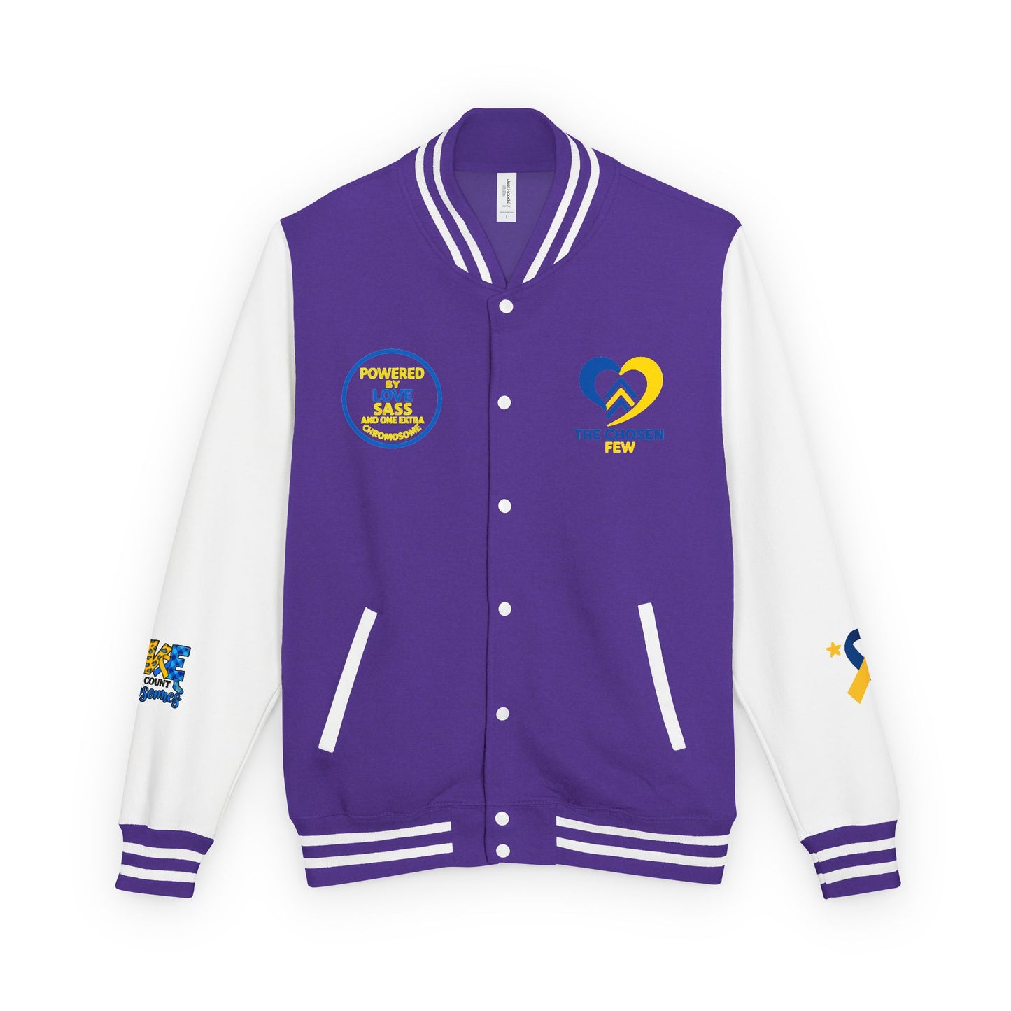 Down Syndrome Awareness - "Down Right Perfect!" - Unisex Heavyweight Letterman Jacket (Various Colors!)