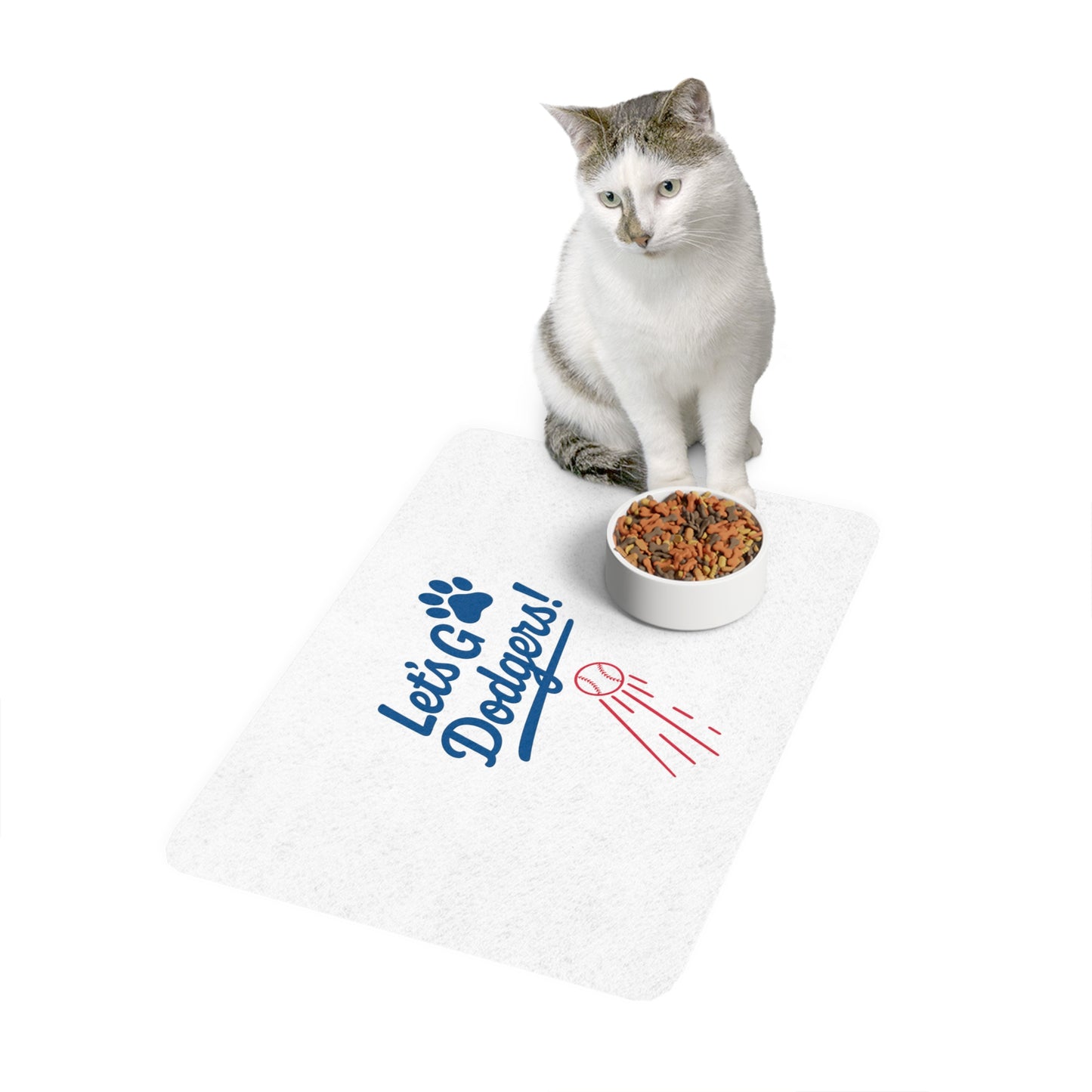 Dog Food Mat - Let's Go Dodgers! - 12x18 Pet Feeding Station - Dodgers