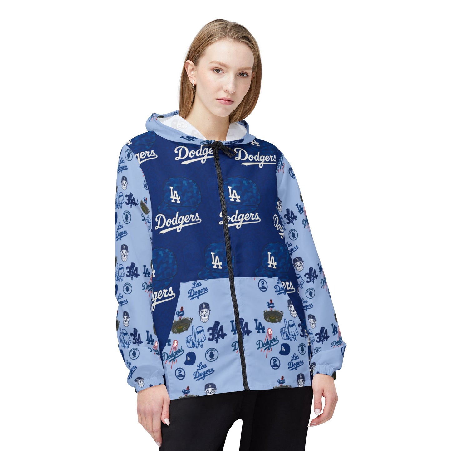 Los Angeles Dodgers "Dodger Blue & Brooklyn Blue Logos" Windbreaker Jacket - Original Design - Perfect for Game Days