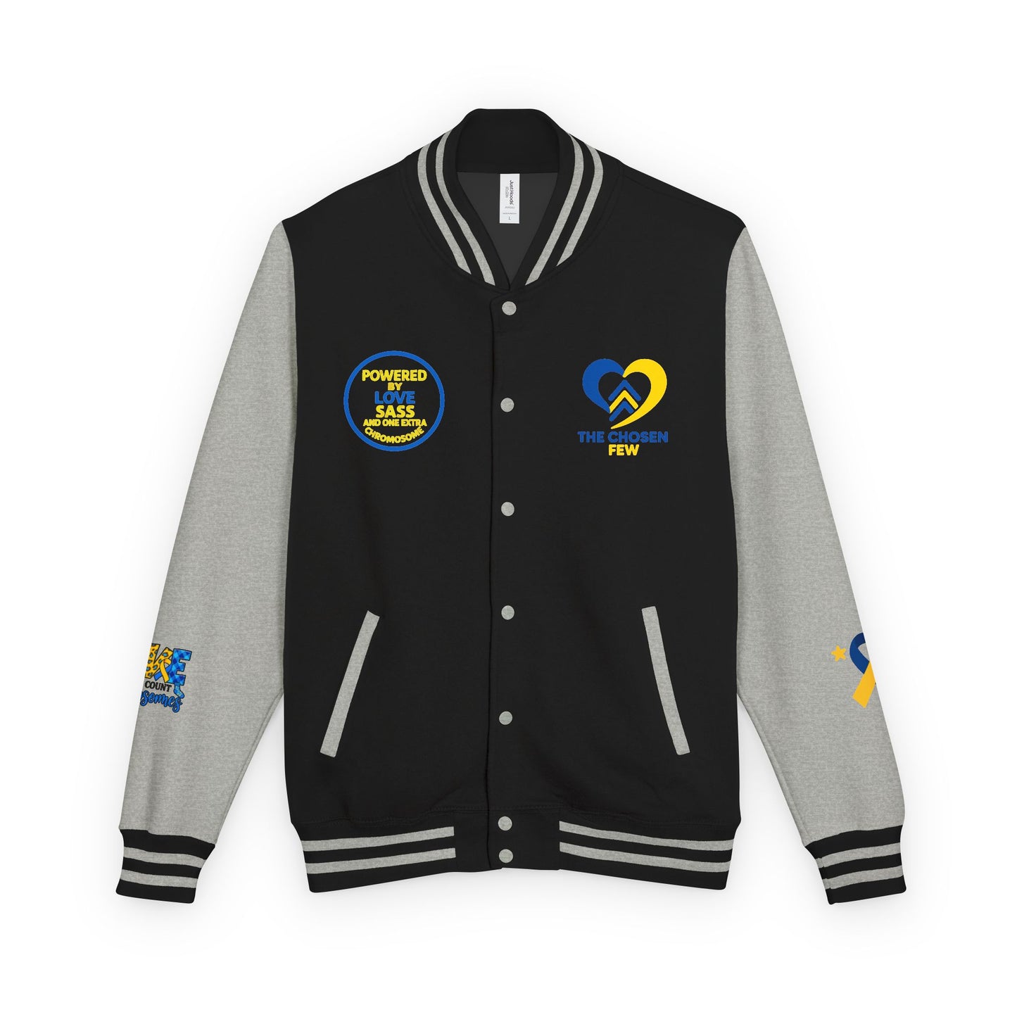 Down Syndrome Awareness - "Down Right Perfect!" - Unisex Heavyweight Letterman Jacket (Various Colors!)