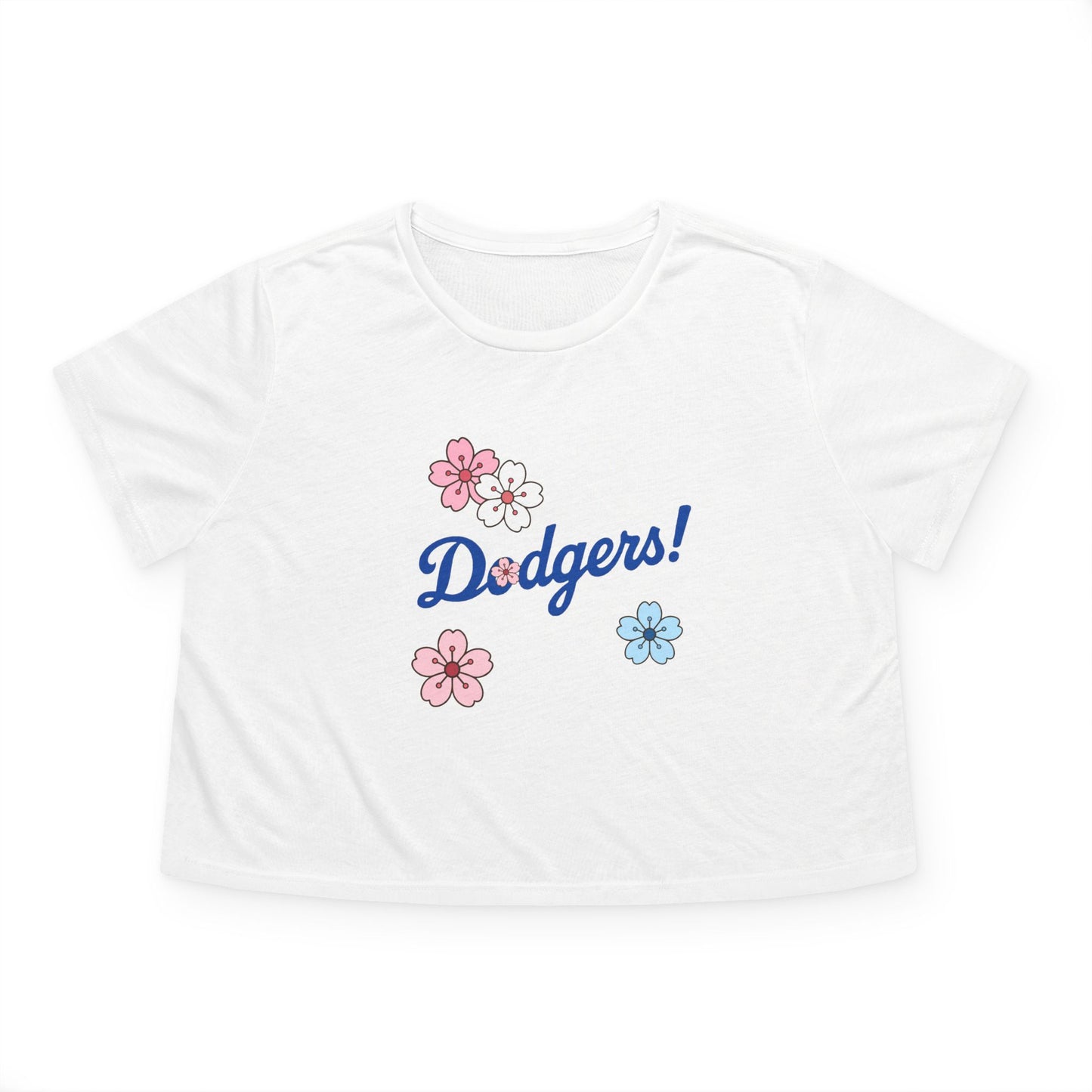 Women's Cherry Blossom Dodgers Cropped Tee - Casual Summer Style