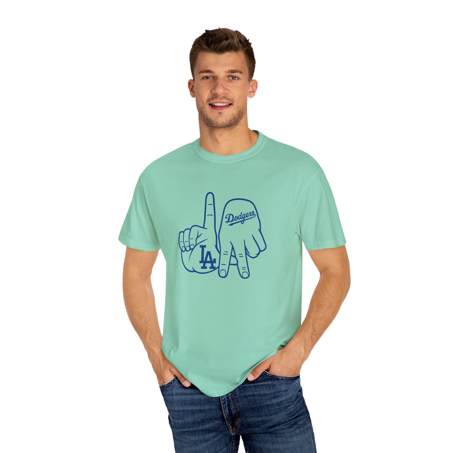 Dodgers Twisted Fingers Unisex Garment-Dyed Graphic T-Shirt - Perfect for Game Days & Casual Wear