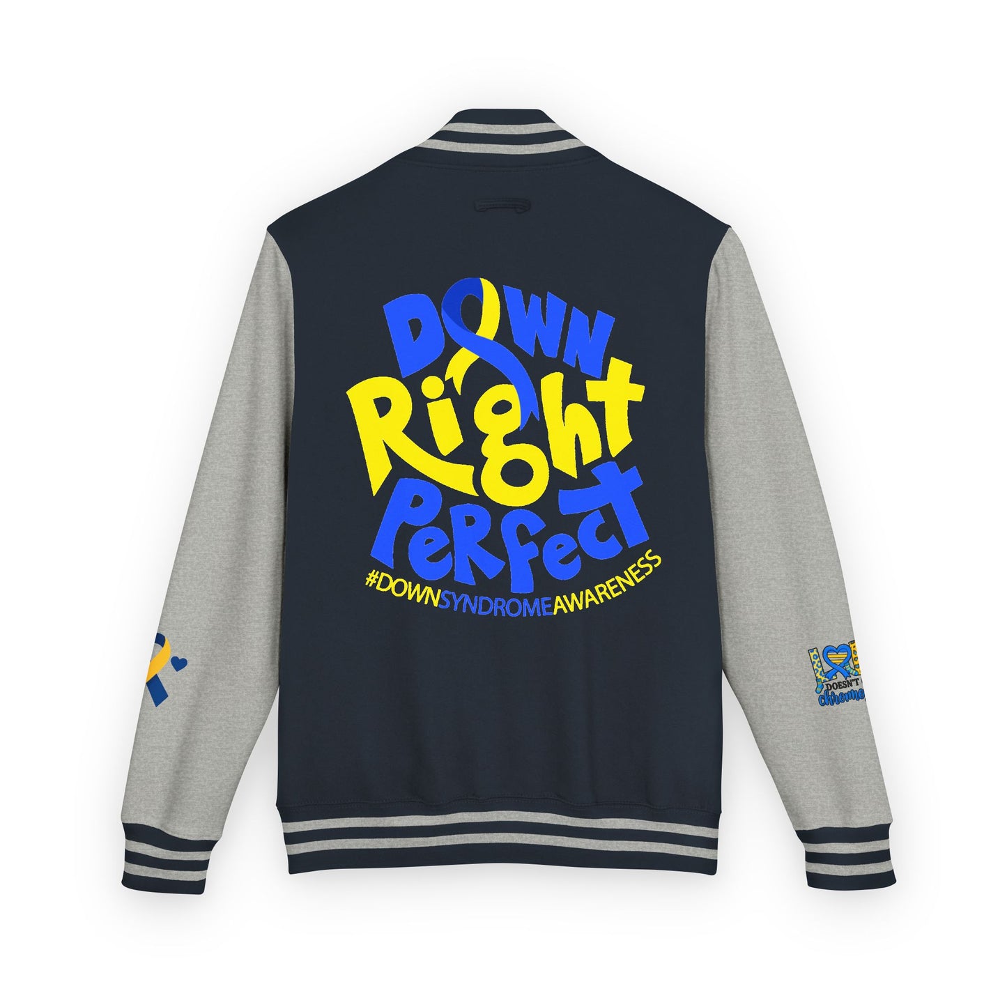 Down Syndrome Awareness - "Down Right Perfect!" - Unisex Heavyweight Letterman Jacket (Various Colors!)