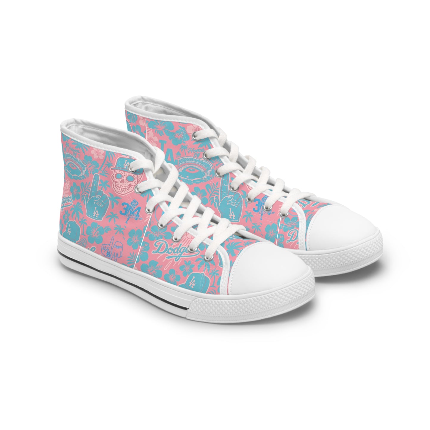 Dodgers Aloha Pink Pattern- Women's High Top Sneakers - Original Design