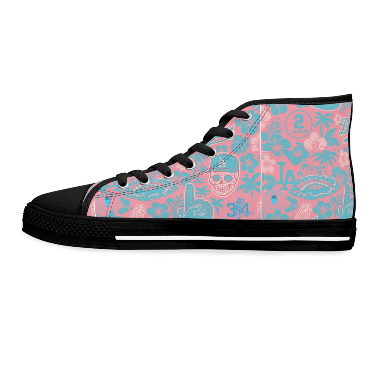 Dodgers Aloha Pink Pattern- Women's High Top Sneakers - Original Design
