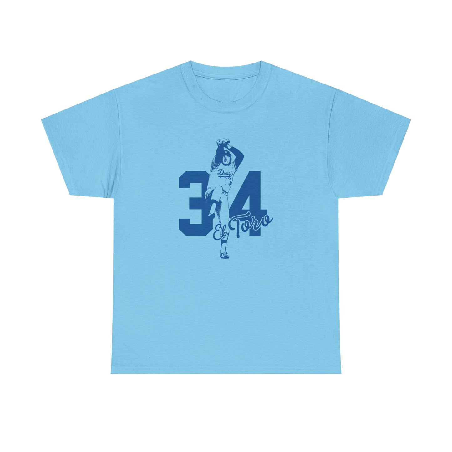 Unisex Fernando Valenzuela Heavy Cotton Tee - El Toro 34 Baseball Graphic Tee - Dodgers