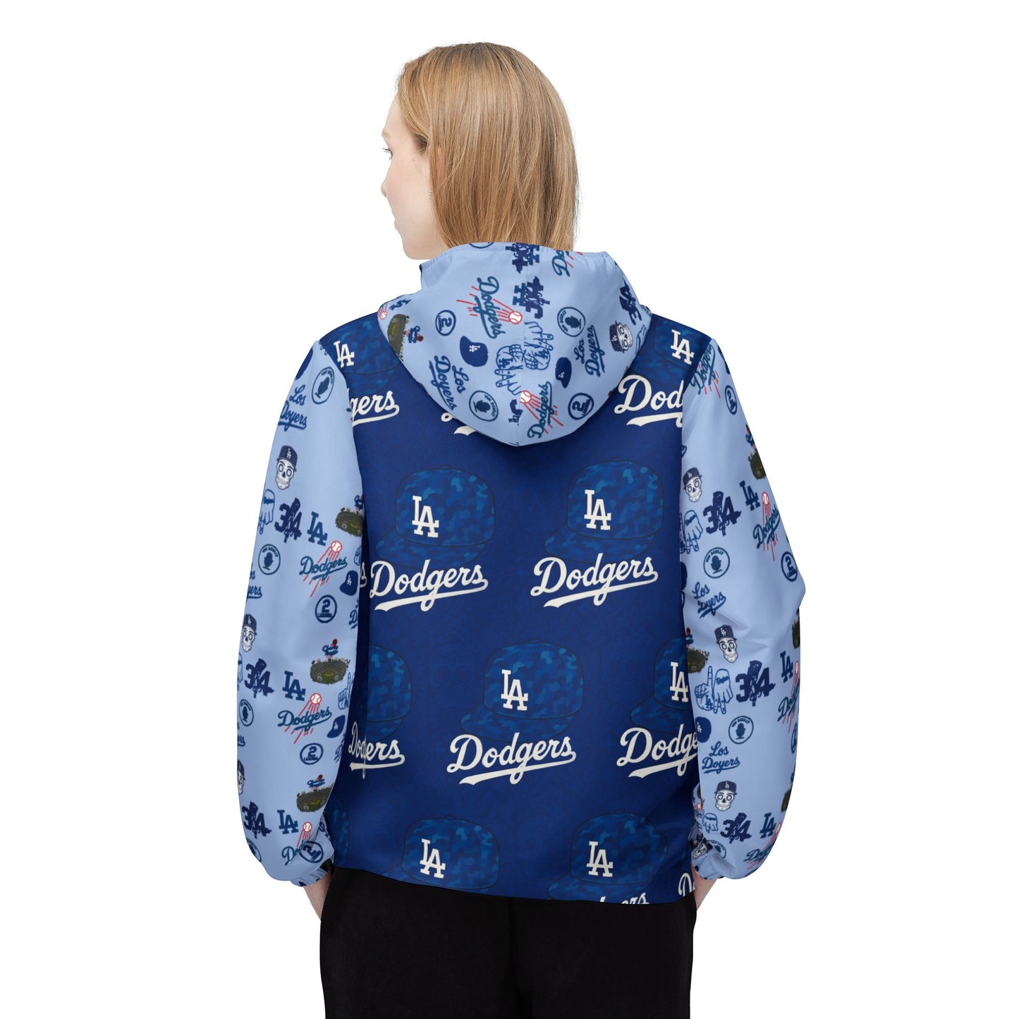 Los Angeles Dodgers "Dodger Blue & Brooklyn Blue Logos" Windbreaker Jacket - Original Design - Perfect for Game Days