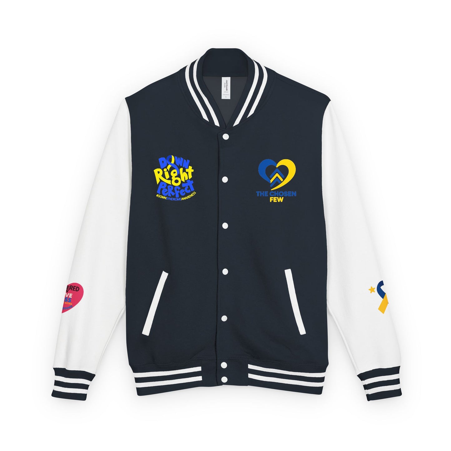 Down Syndrome Awareness - "Love Doesn't Count Chromosomes" - Unisex Heavyweight Letterman Jacket (Various Colors!)