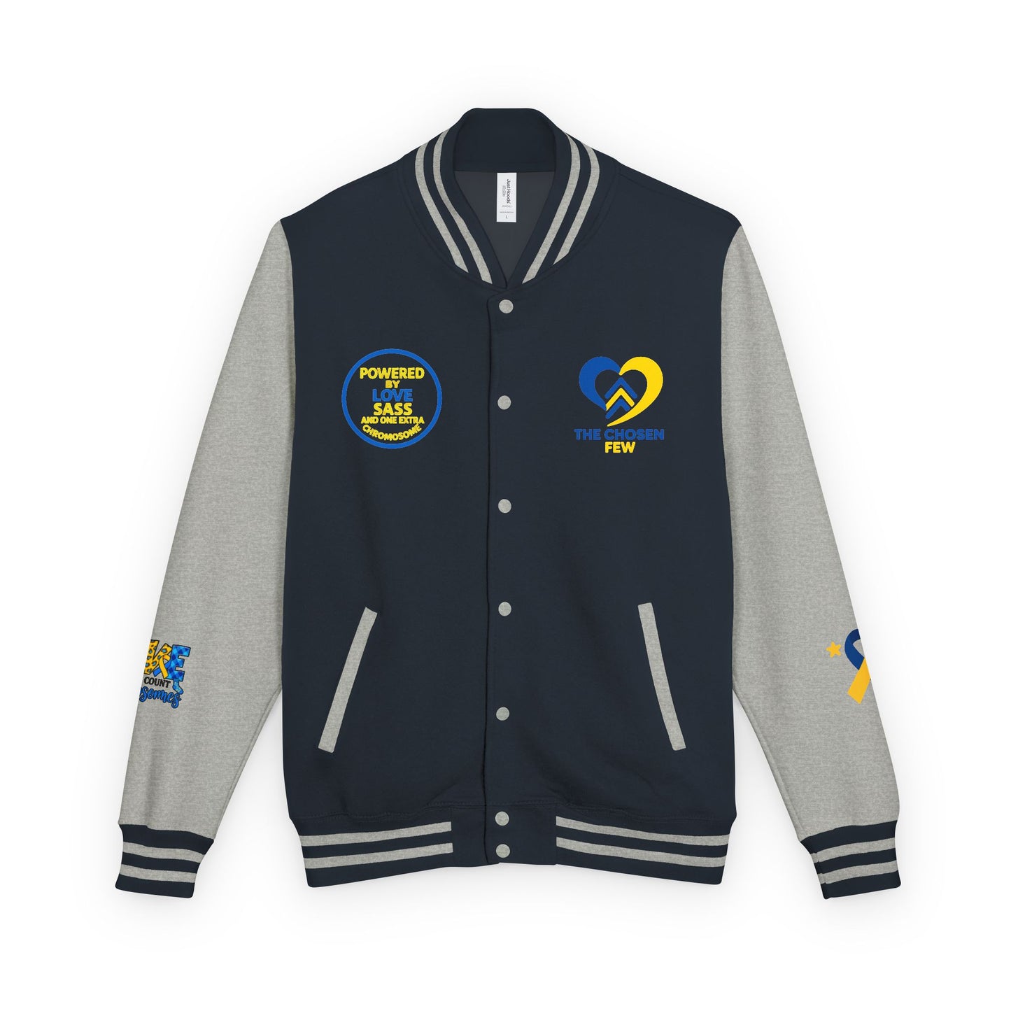 Down Syndrome Awareness - "Down Right Perfect!" - Unisex Heavyweight Letterman Jacket (Various Colors!)