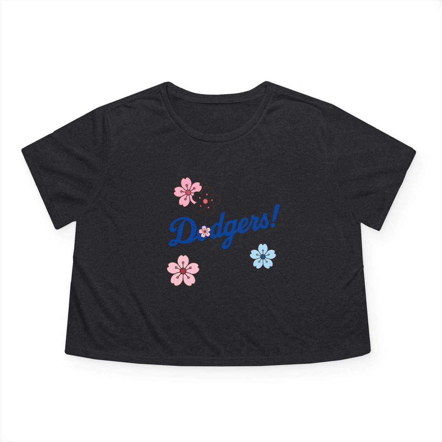 Women's Cherry Blossom Dodgers Cropped Tee - Casual Summer Style