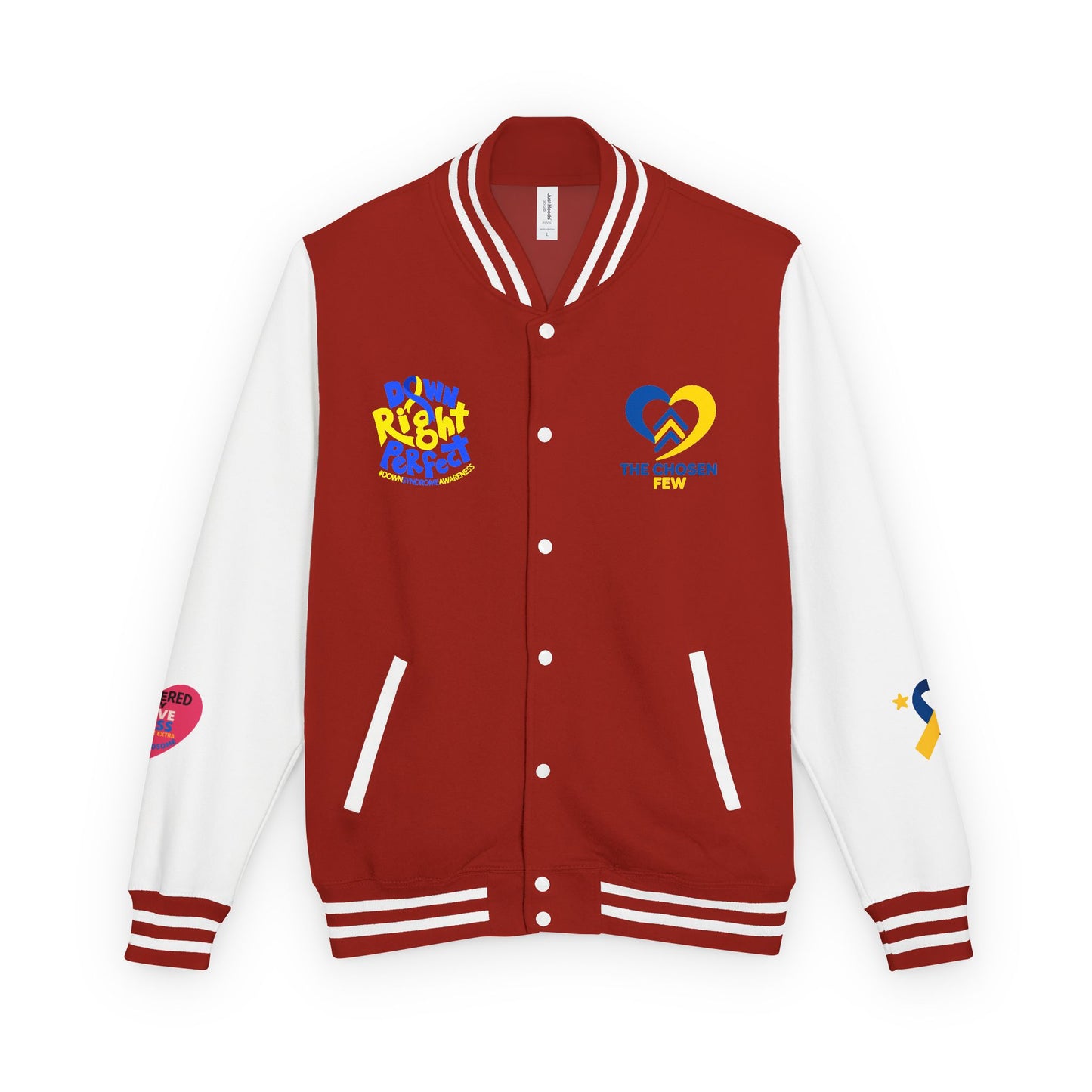 Down Syndrome Awareness - "Love Doesn't Count Chromosomes" - Unisex Heavyweight Letterman Jacket (Various Colors!)