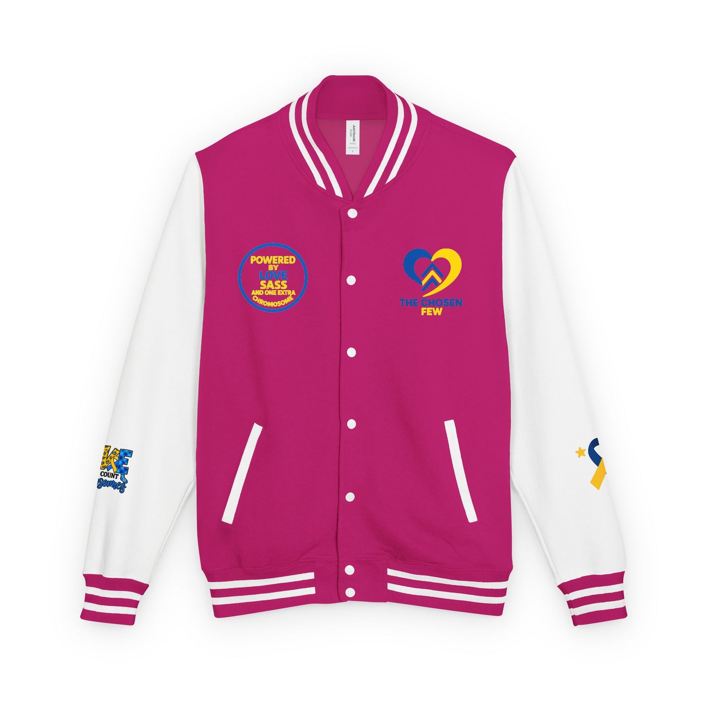 Down Syndrome Awareness - "Down Right Perfect!" - Unisex Heavyweight Letterman Jacket (Various Colors!)