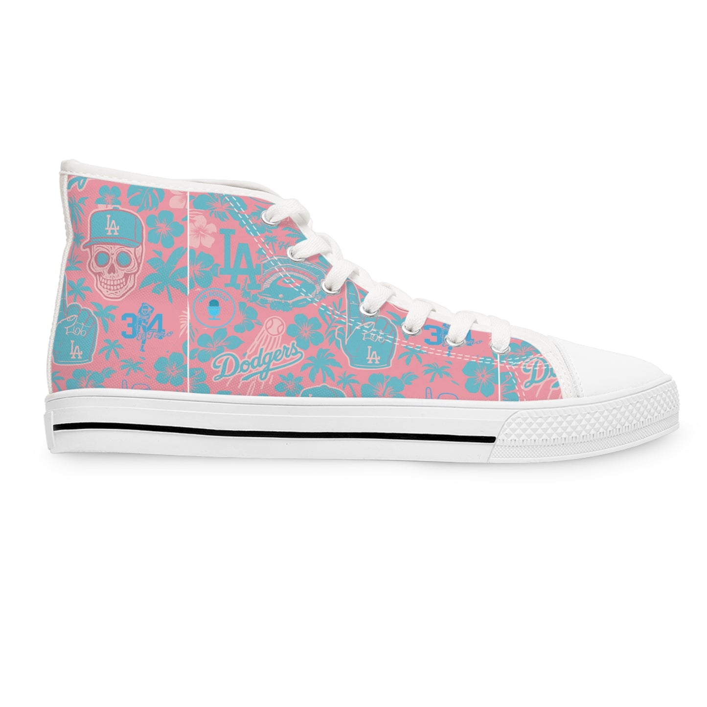 Dodgers Aloha Pink Pattern- Women's High Top Sneakers - Original Design