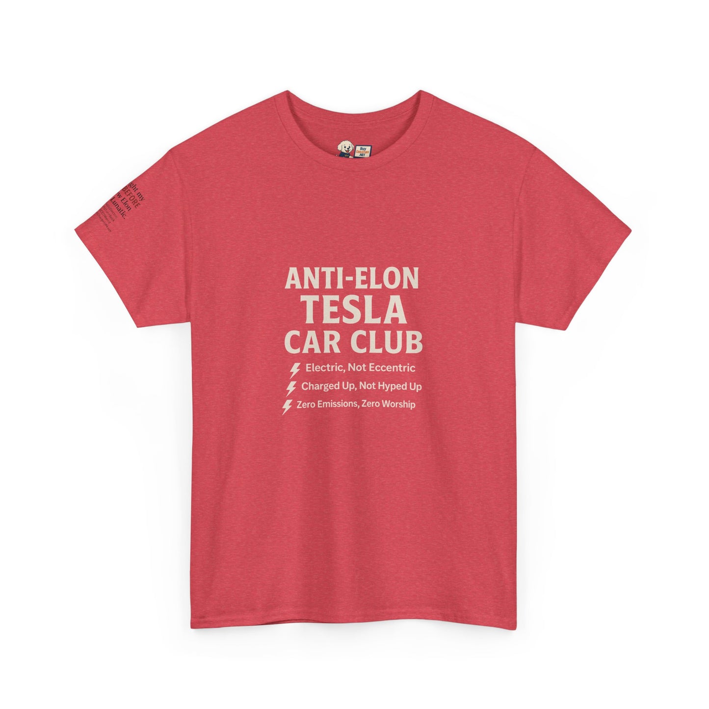 Anti-Elon Tesla Car Club- Heavy Cotton Tee - Cool Casual Wear