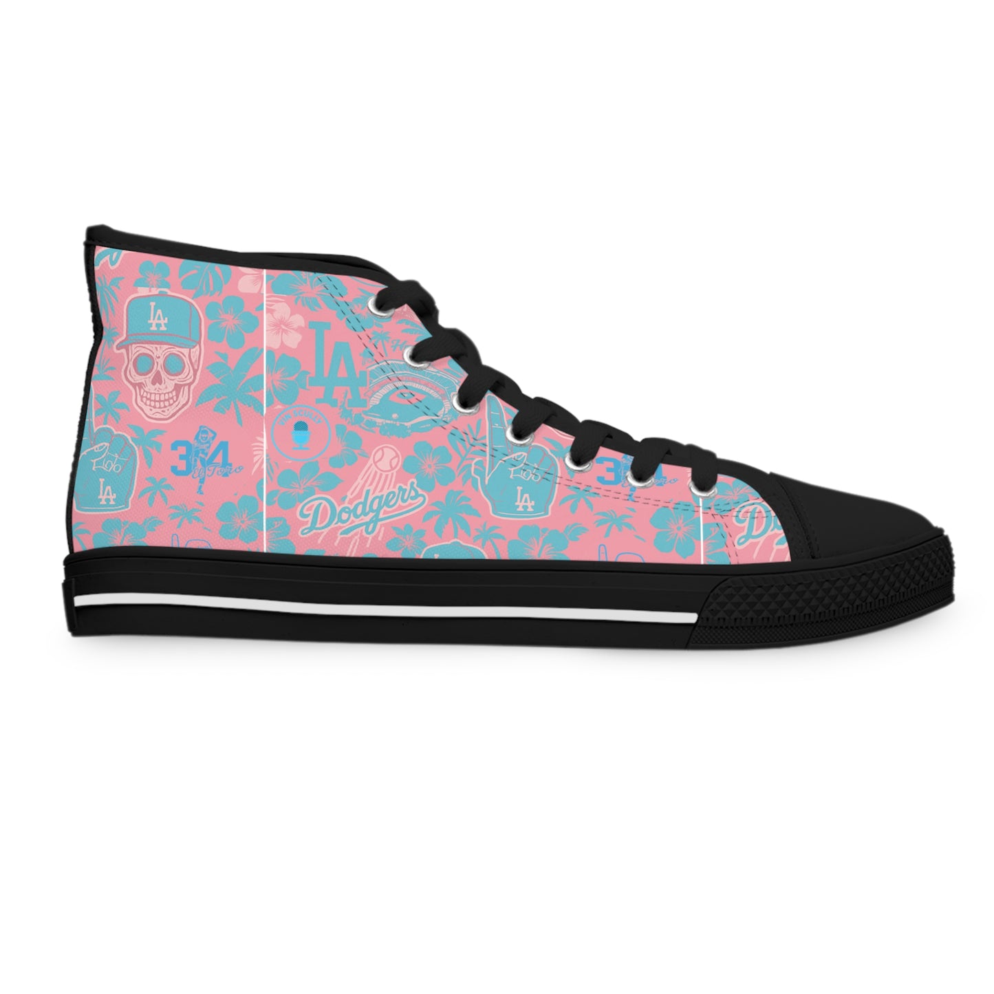 Dodgers Aloha Pink Pattern- Women's High Top Sneakers - Original Design