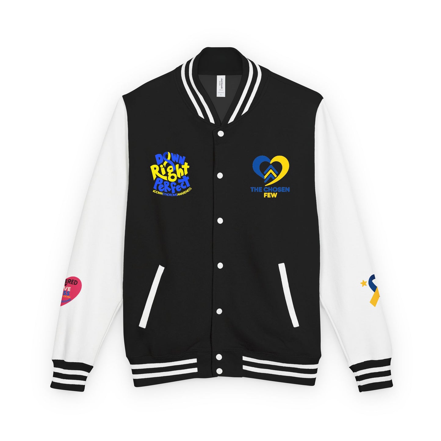 Down Syndrome Awareness - "Love Doesn't Count Chromosomes" - Unisex Heavyweight Letterman Jacket (Various Colors!)