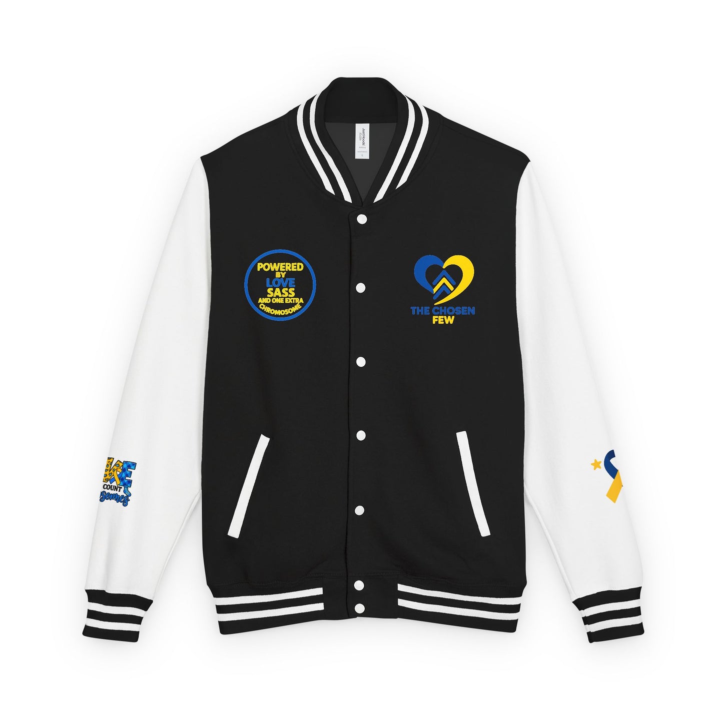 Down Syndrome Awareness - "Down Right Perfect!" - Unisex Heavyweight Letterman Jacket (Various Colors!)