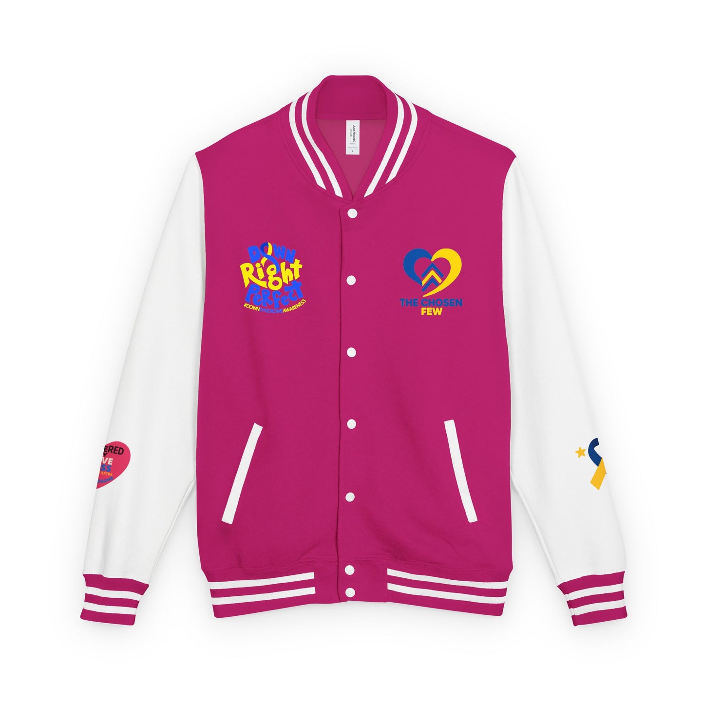 Down Syndrome Awareness - "Love Doesn't Count Chromosomes" - Unisex Heavyweight Letterman Jacket (Various Colors!)