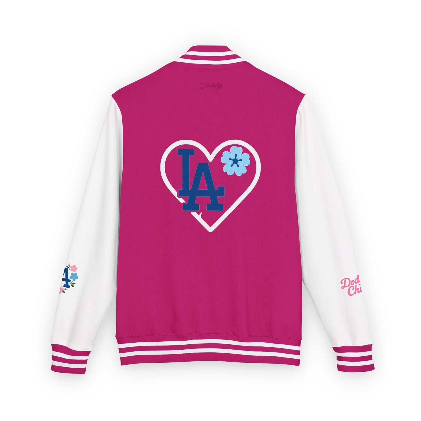Dodger Chica - Flower Power - Women's Heavyweight Letterman Jacket - LA Dodgers Floral Love Design