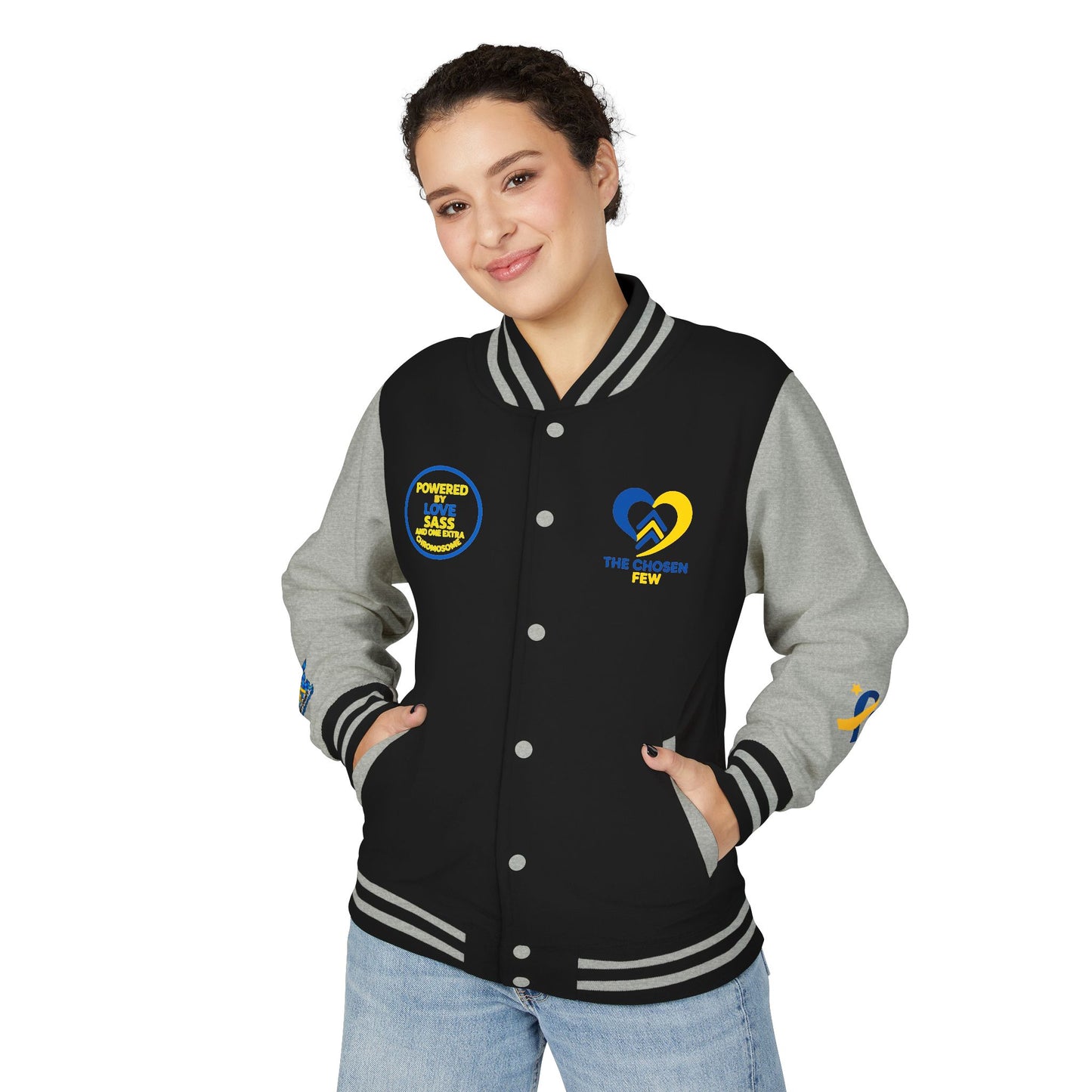 Down Syndrome Awareness - "Down Right Perfect!" - Unisex Heavyweight Letterman Jacket (Various Colors!)