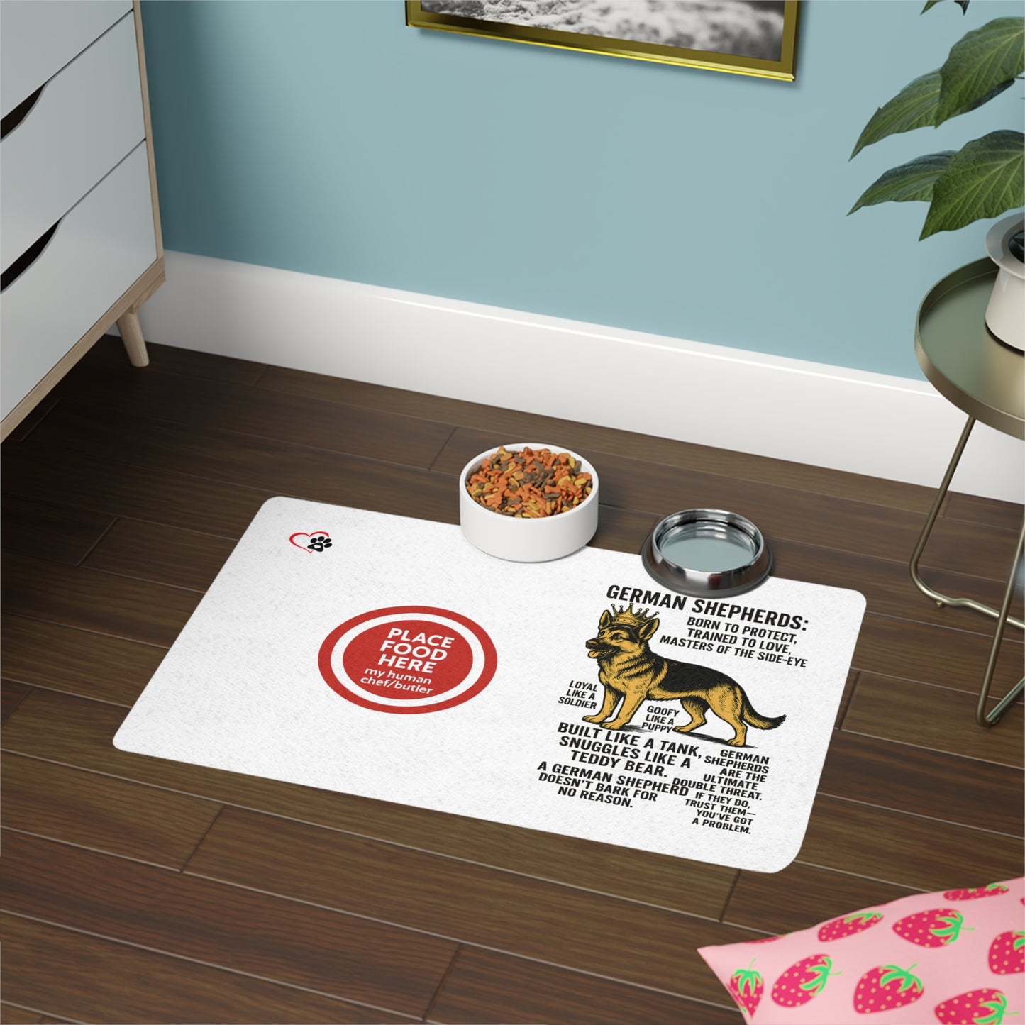 German Shepherd - Pet Food Mat - Fun Dog Feeding Mat