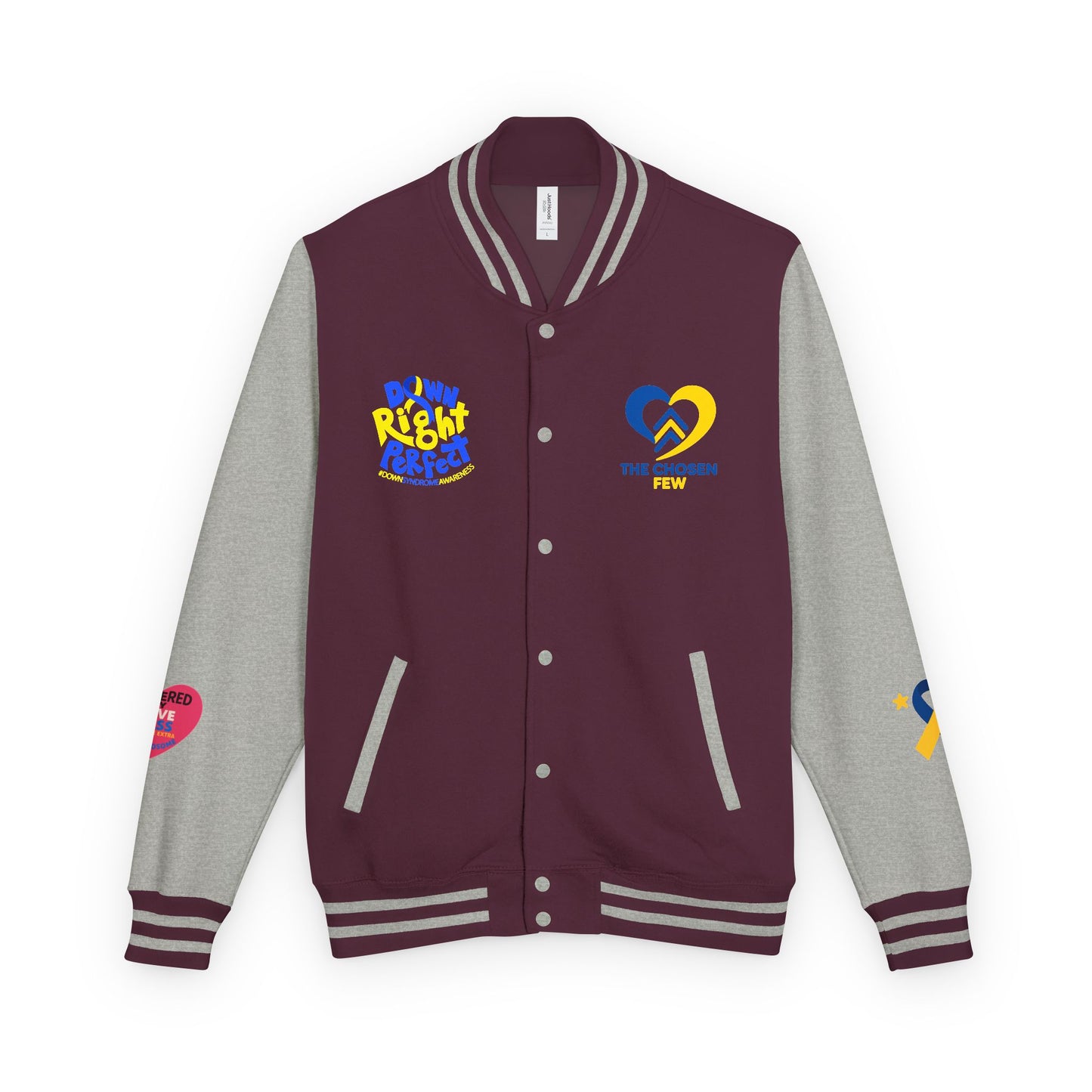 Down Syndrome Awareness - "Love Doesn't Count Chromosomes" - Unisex Heavyweight Letterman Jacket (Various Colors!)