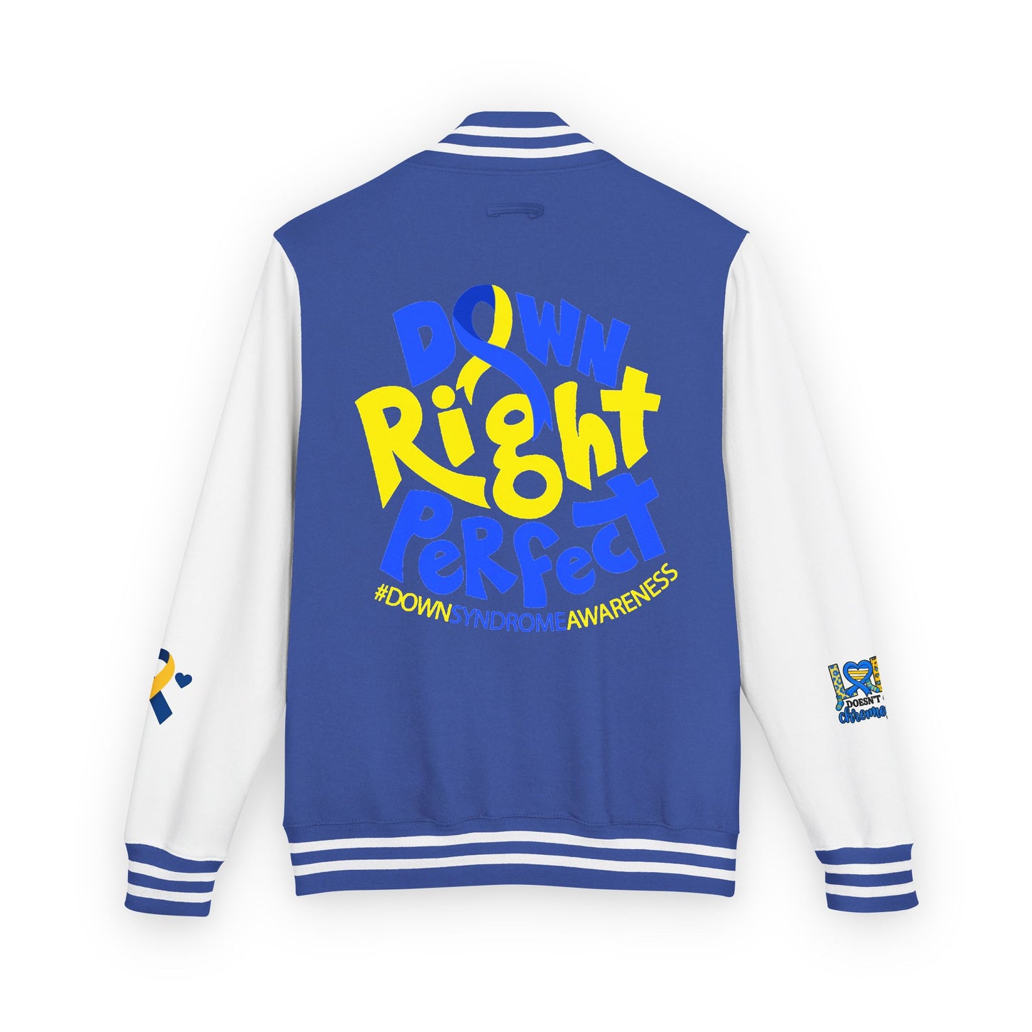 Down Syndrome Awareness - "Down Right Perfect!" - Unisex Heavyweight Letterman Jacket (Various Colors!)
