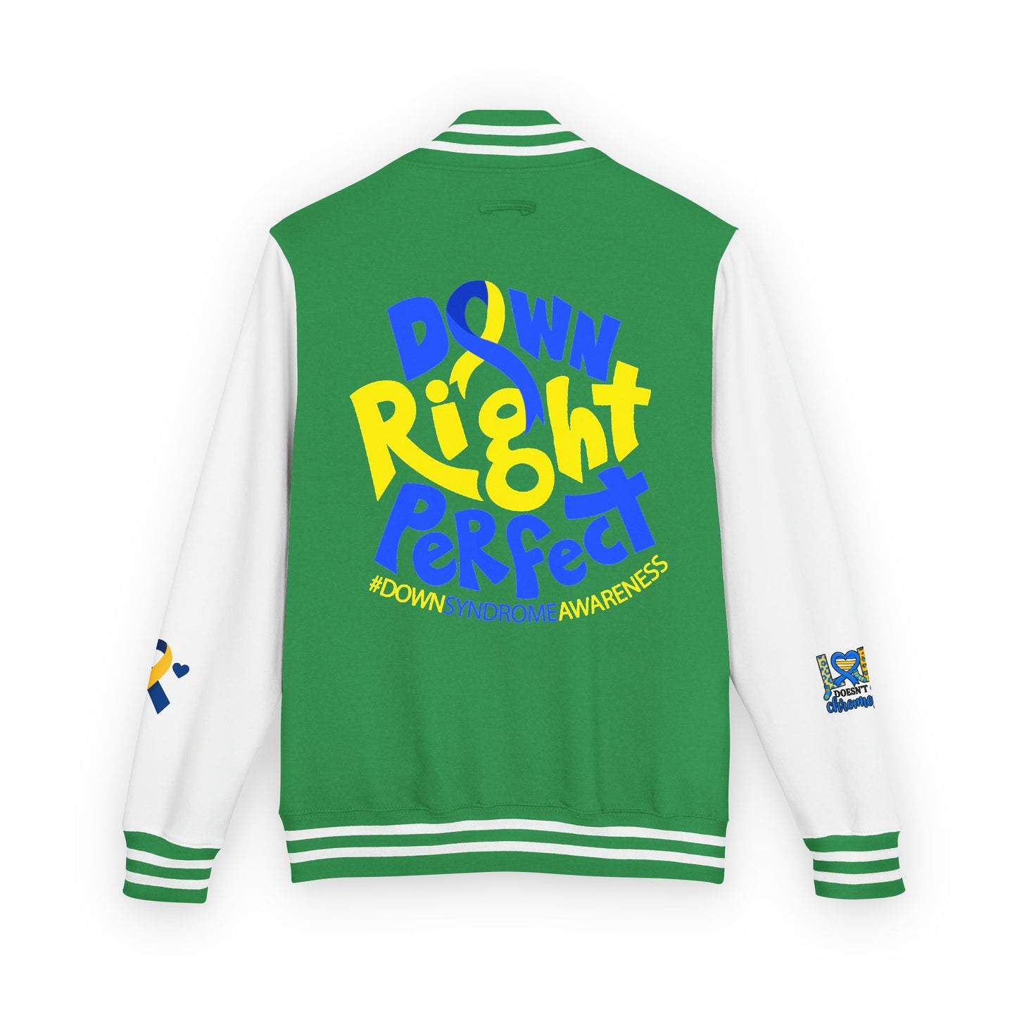 Down Syndrome Awareness - "Down Right Perfect!" - Unisex Heavyweight Letterman Jacket (Various Colors!)