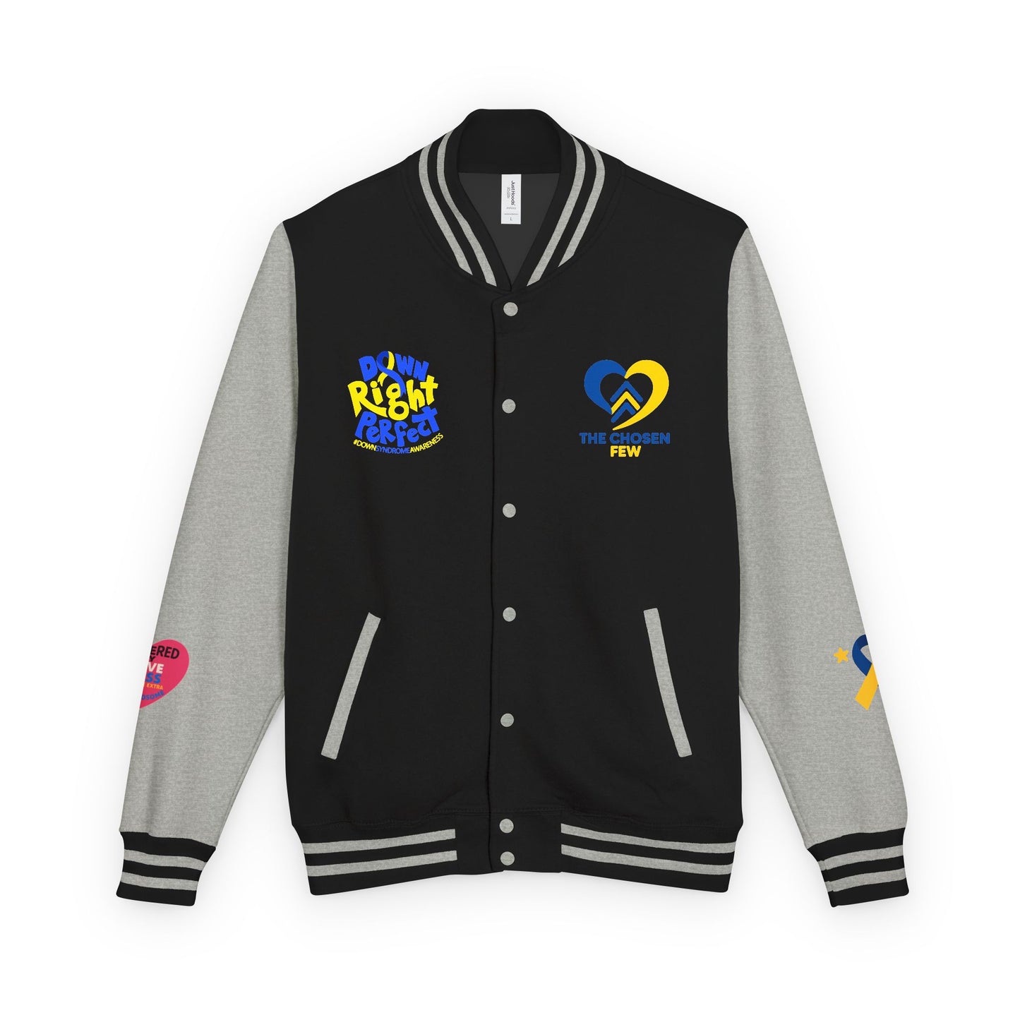 Down Syndrome Awareness - "Love Doesn't Count Chromosomes" - Unisex Heavyweight Letterman Jacket (Various Colors!)