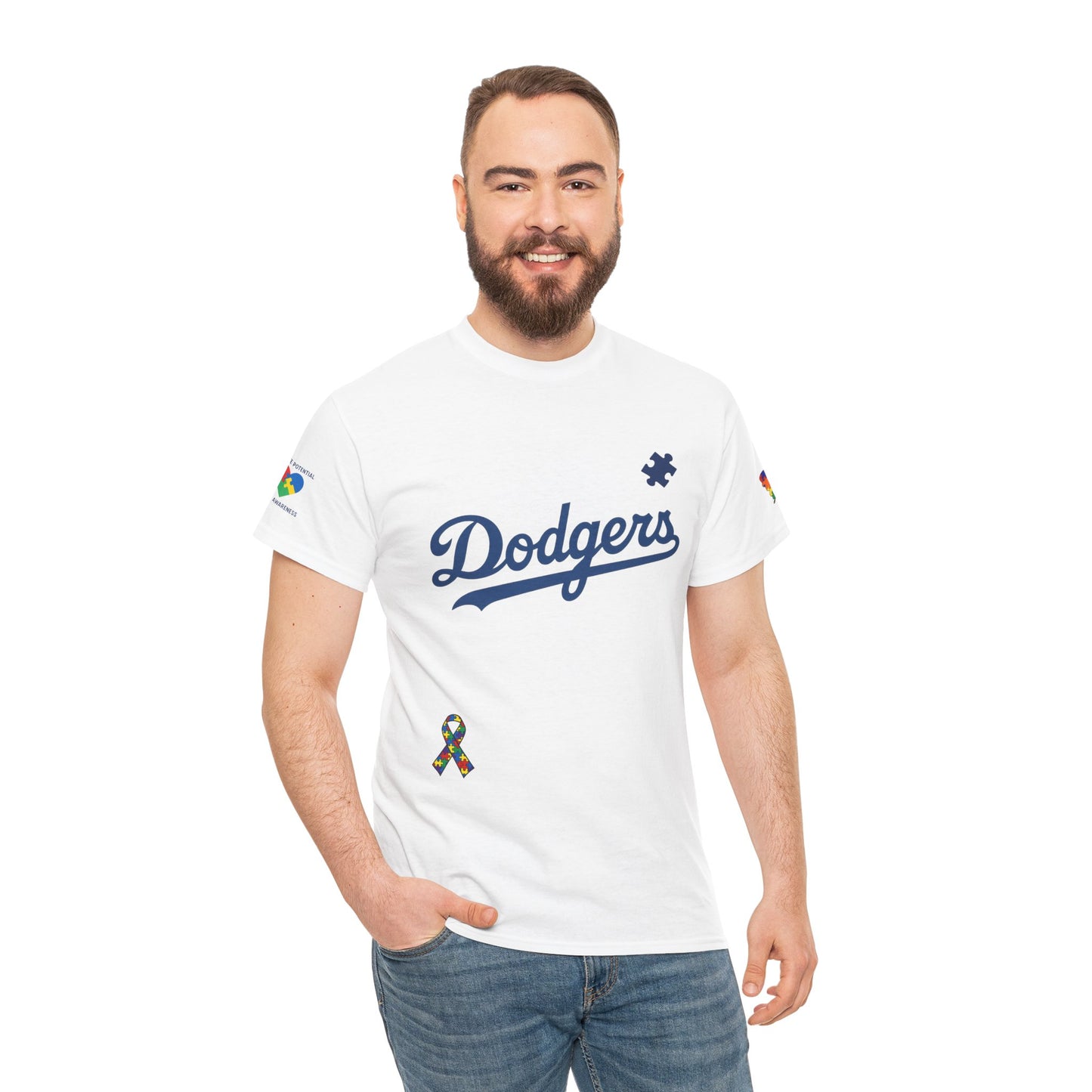 Autism Awareness - Dodgers Tee -Unisex Heavy Cotton Tee - Men & Women
