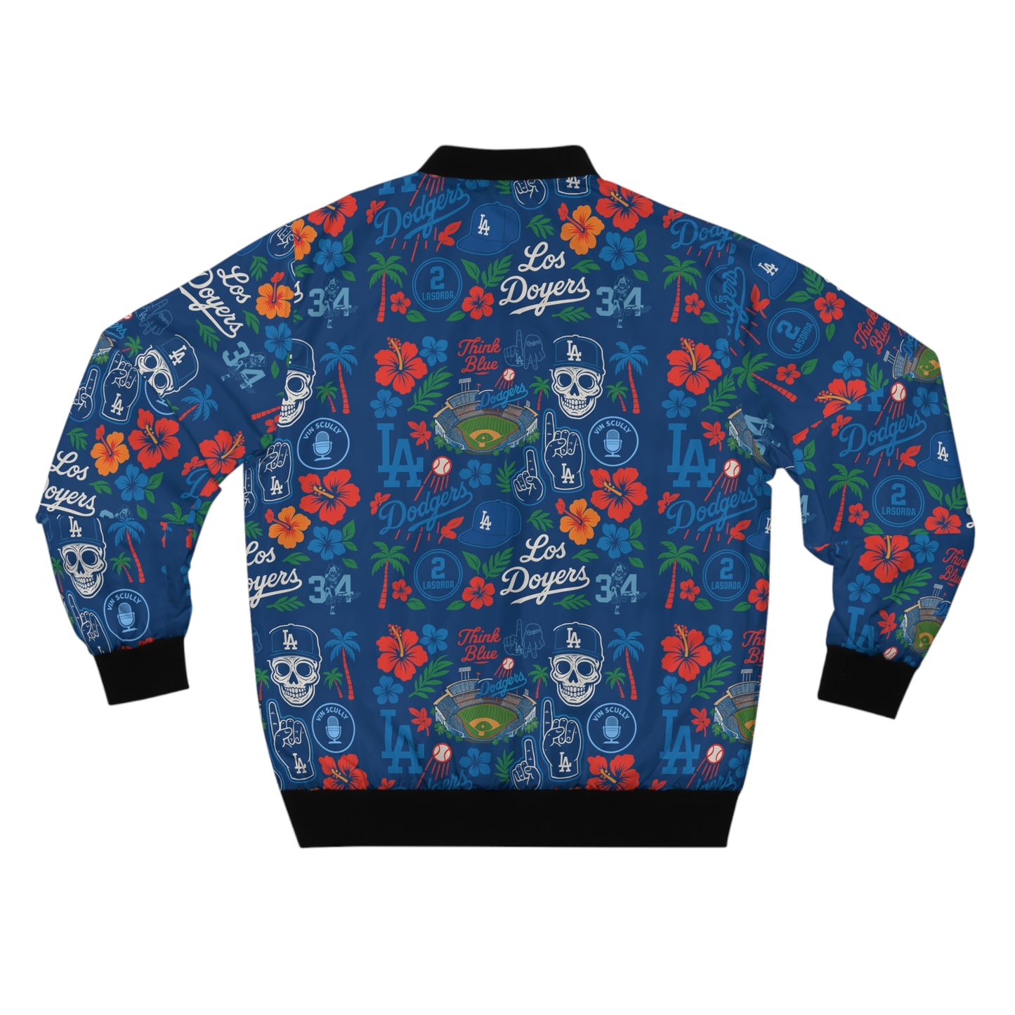 Dodgers Vibrant "Blue Hawaiian" Men's Bomber Jacket - Original Tropical Floral Design