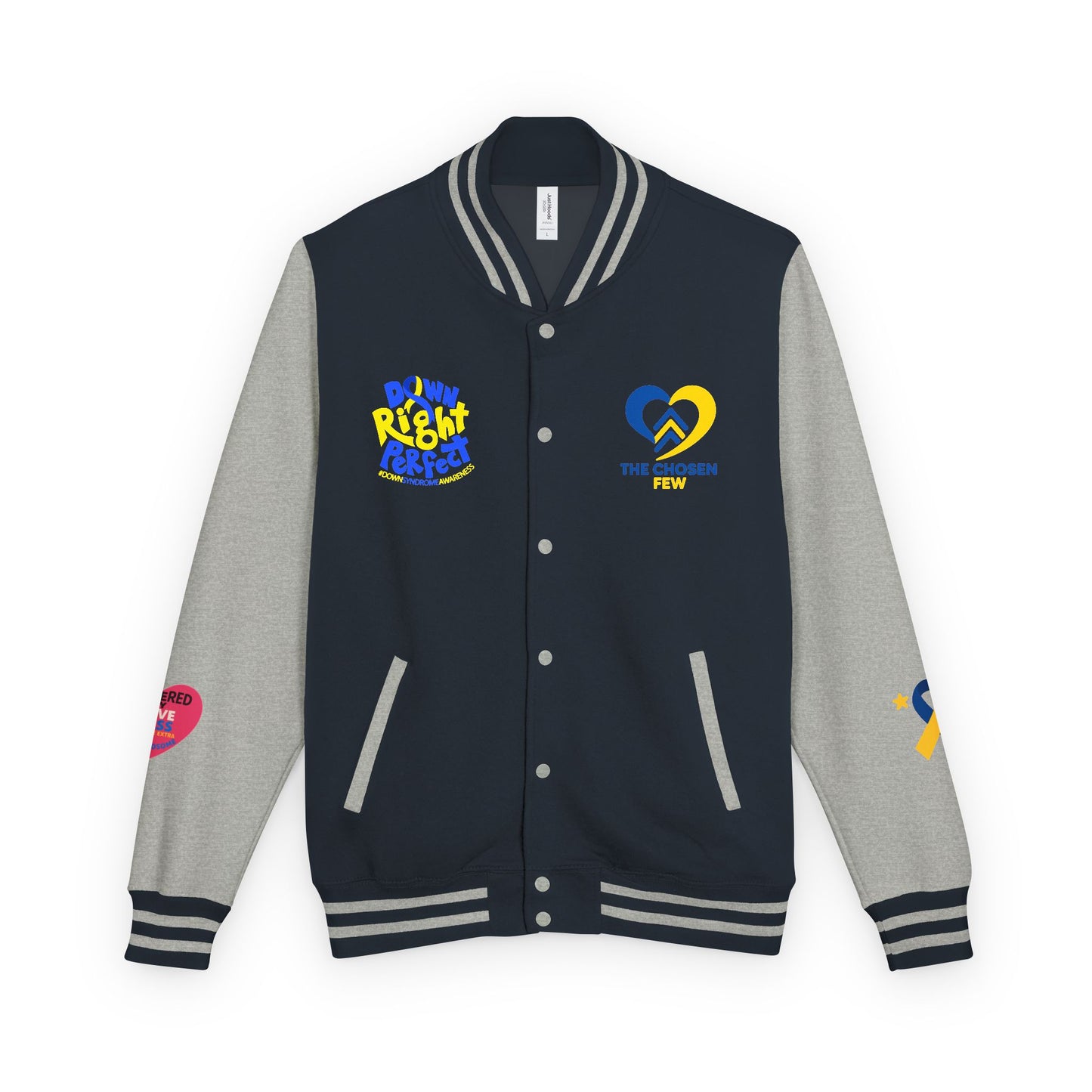 Down Syndrome Awareness - "Love Doesn't Count Chromosomes" - Unisex Heavyweight Letterman Jacket (Various Colors!)