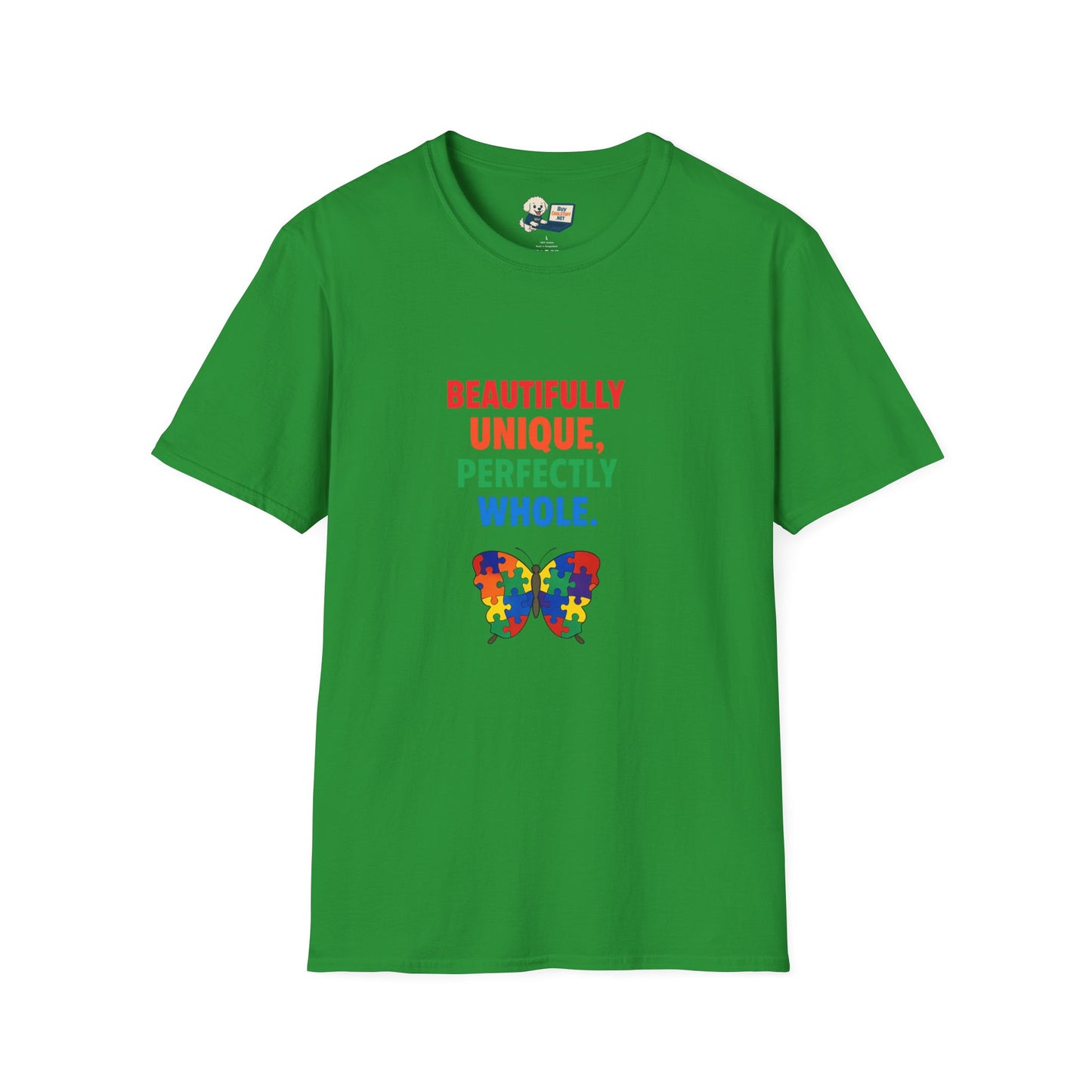 Autism Awareness - "Rainbow Puzzle Piece Butterfly" - Unisex Softstyle T-Shirt (Various Colors)