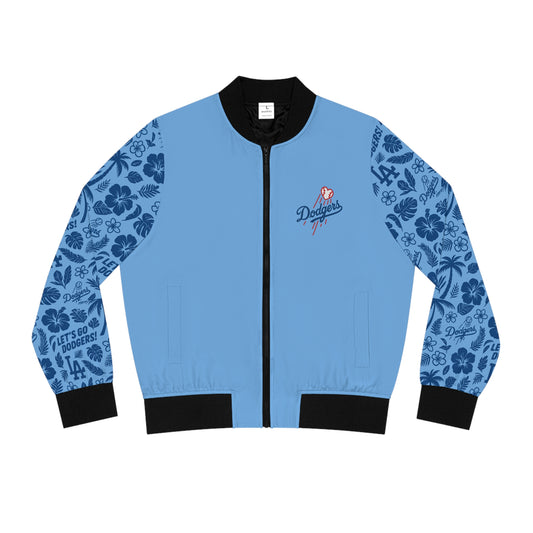 DODGERS - BABY BLUE HAWAIIAN BOMBER JACKET