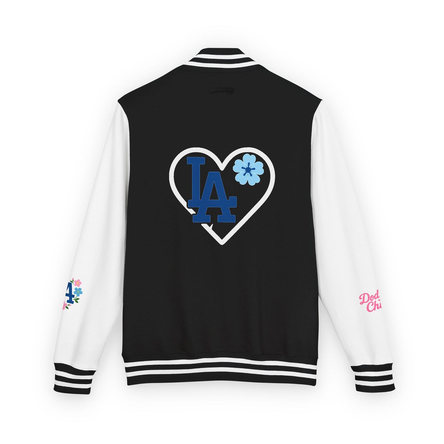 Dodger Chica - Flower Power - Women's Heavyweight Letterman Jacket - LA Dodgers Floral Love Design