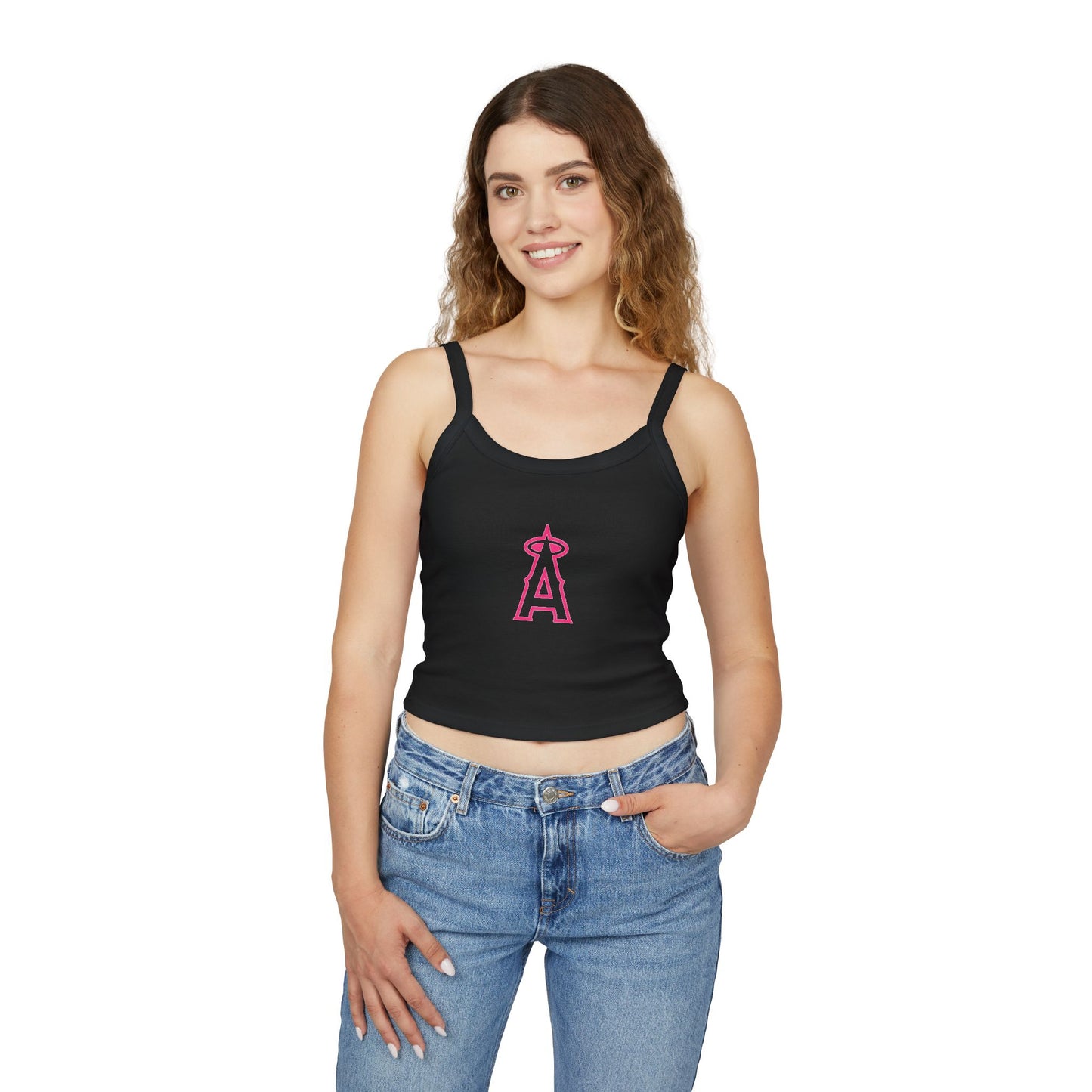 Angels Baseball Spaghetti Strap Tank Top with Pink Logo