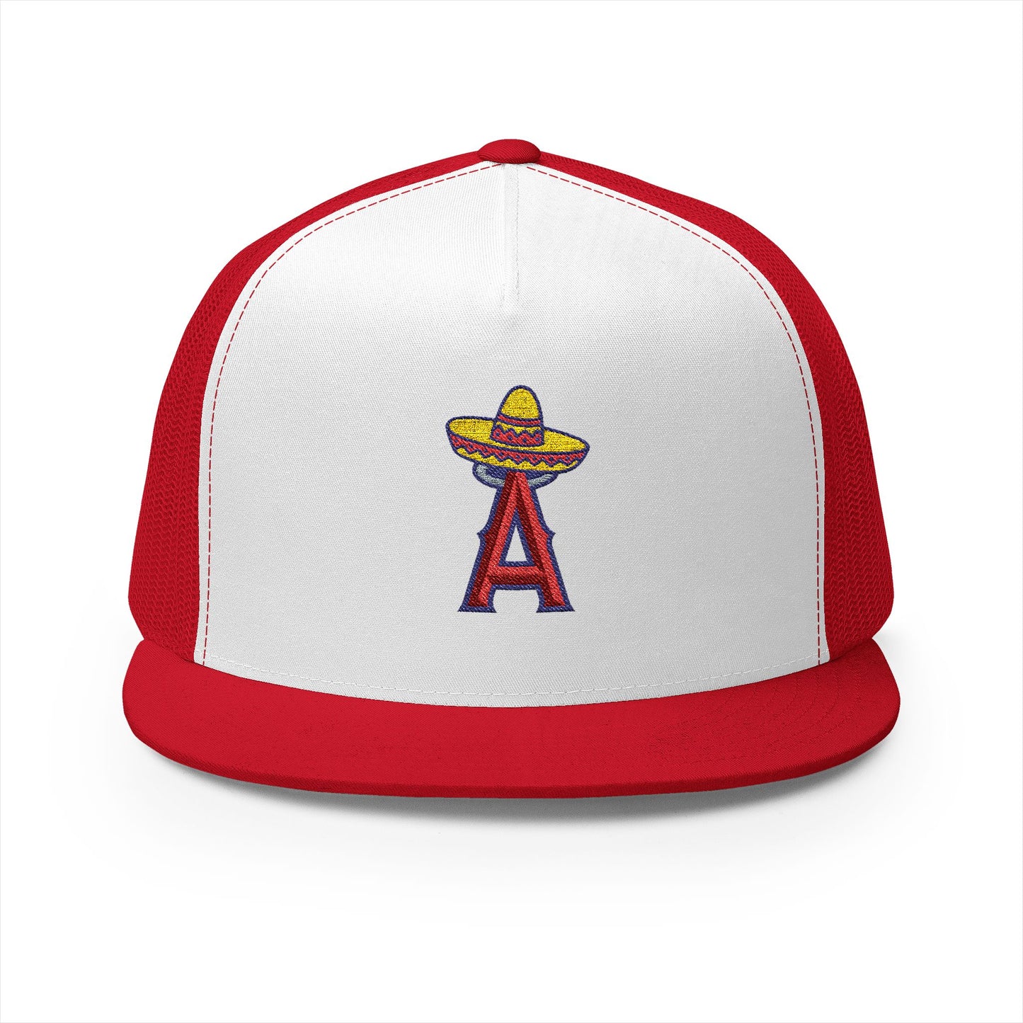 Angels Baseball Embroidered 5 Panel Trucker Cap - Vibrant Sombrero Design
