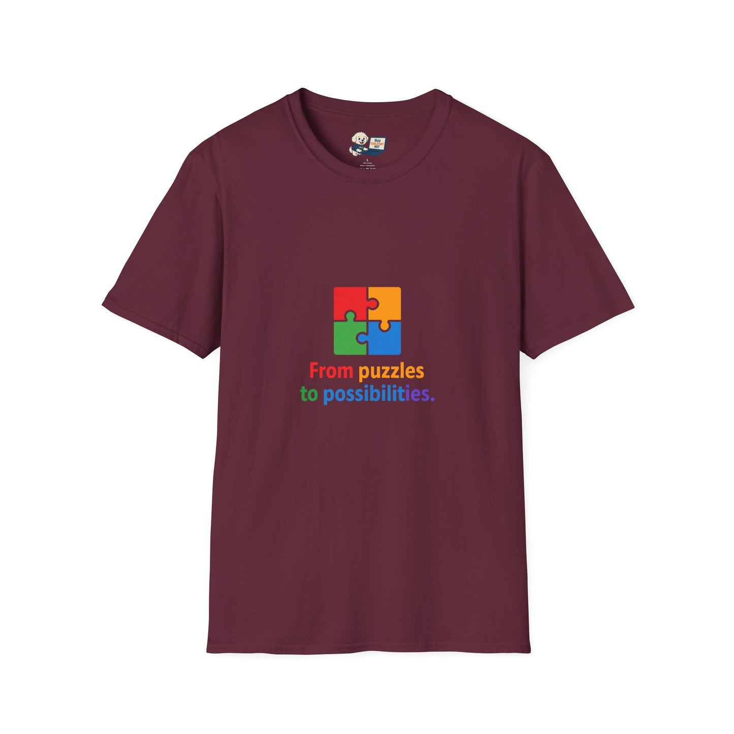 Autism Awareness - "From Puzzles to Possibilities" -  Unisex Softstyle T-Shirt (Various Colors)